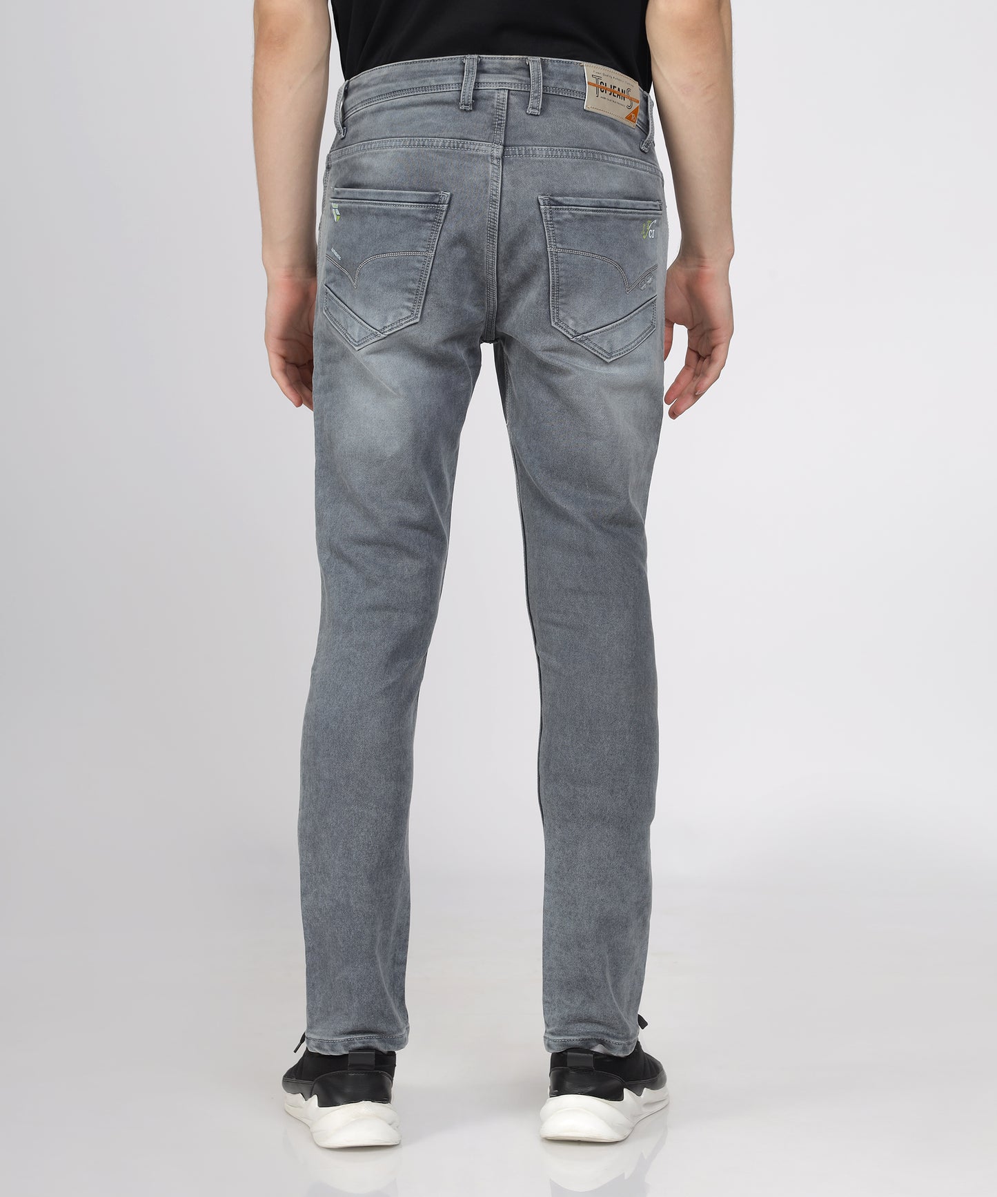 TCI Men’s Slim Fit Stretchable Jeans - Sulphar Grey 100742 | Whiskers Detailing