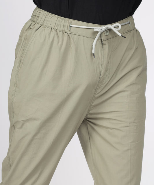 Closeup of TCI Men’s Olive Comfort Fit Cotton Trouser Fabric and Details