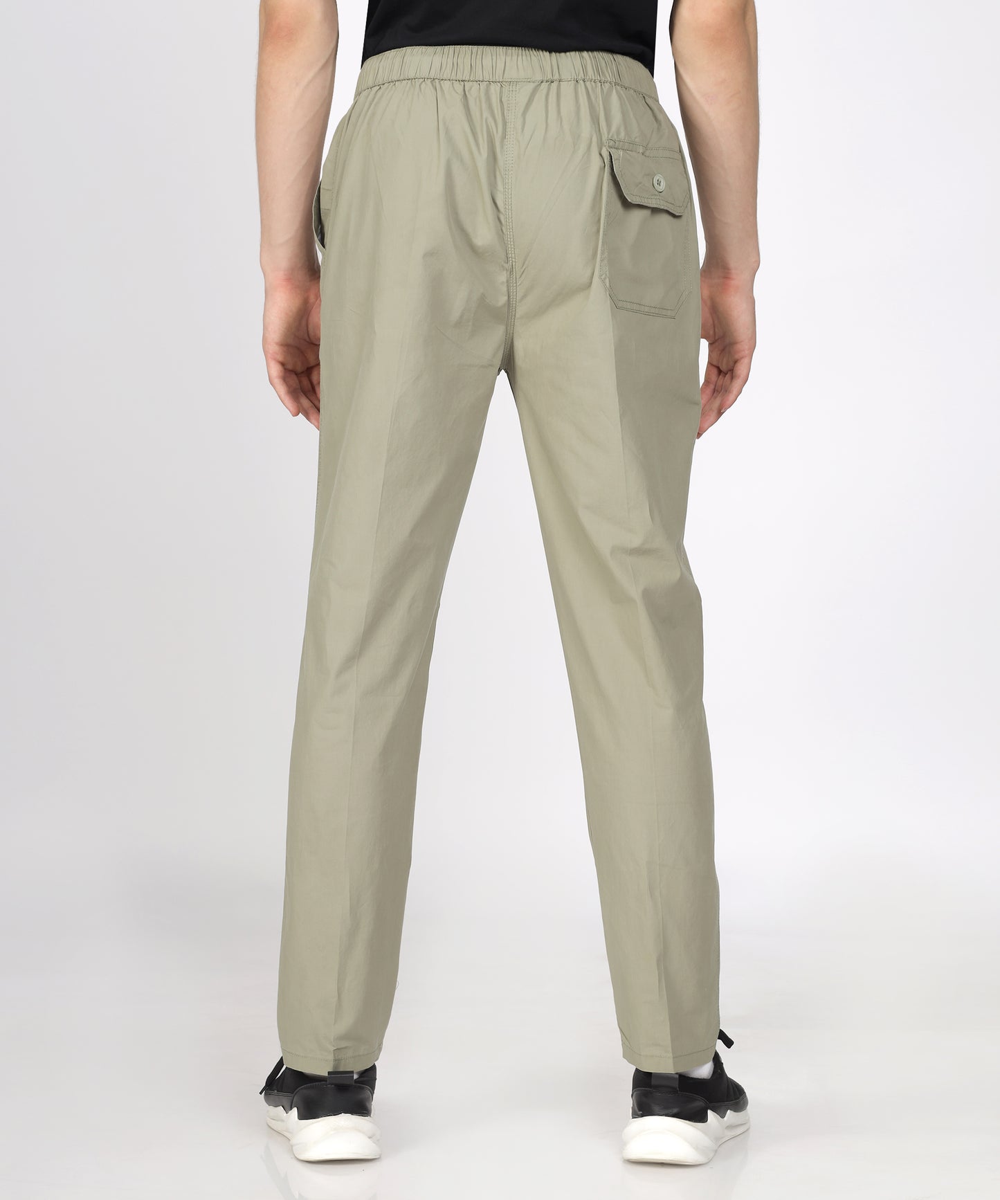 Back View of TCI Men’s Olive Comfort Fit Cotton Trouser