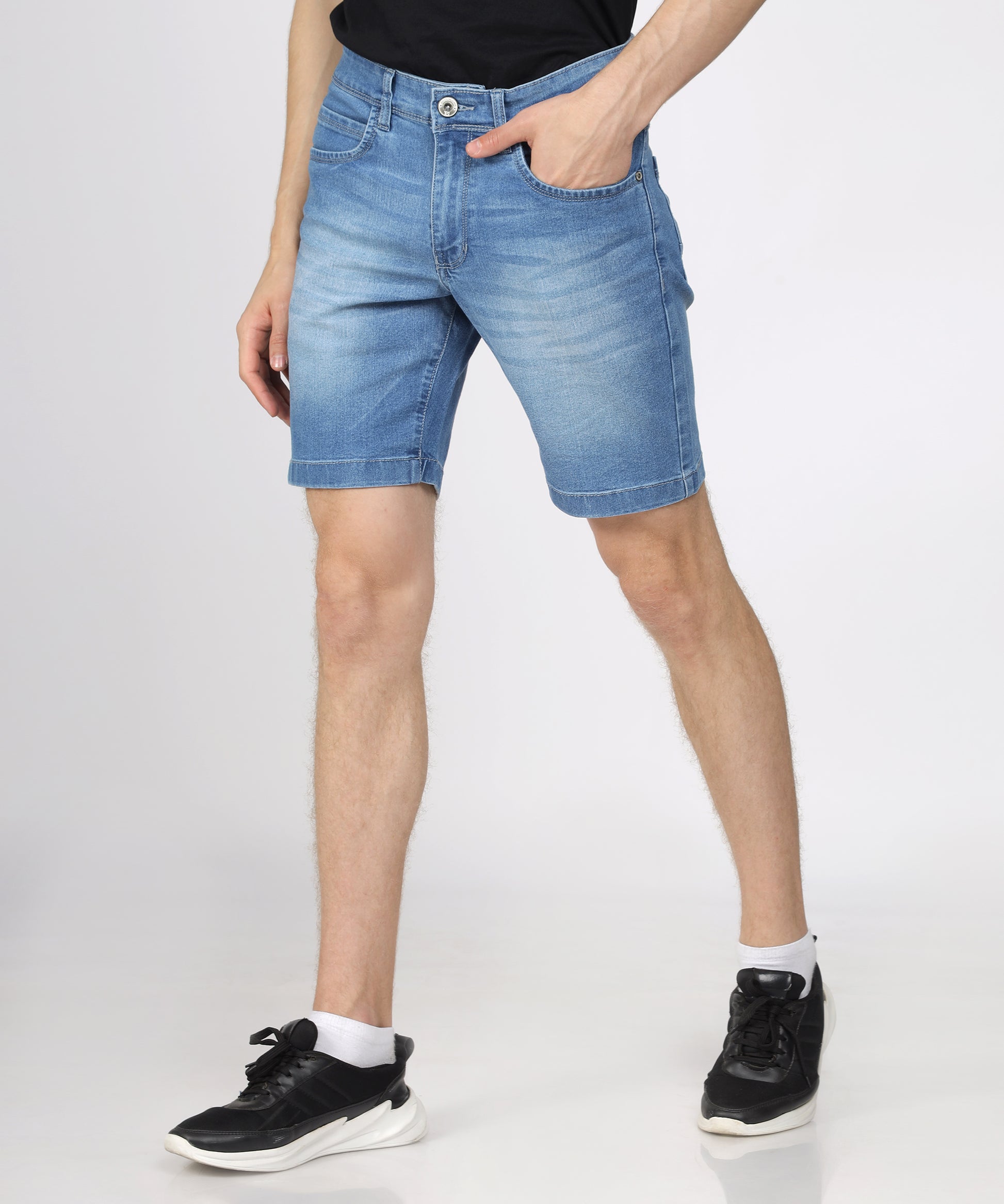 Functional pockets of TCI Men’s Denim Shorts for added convenience.