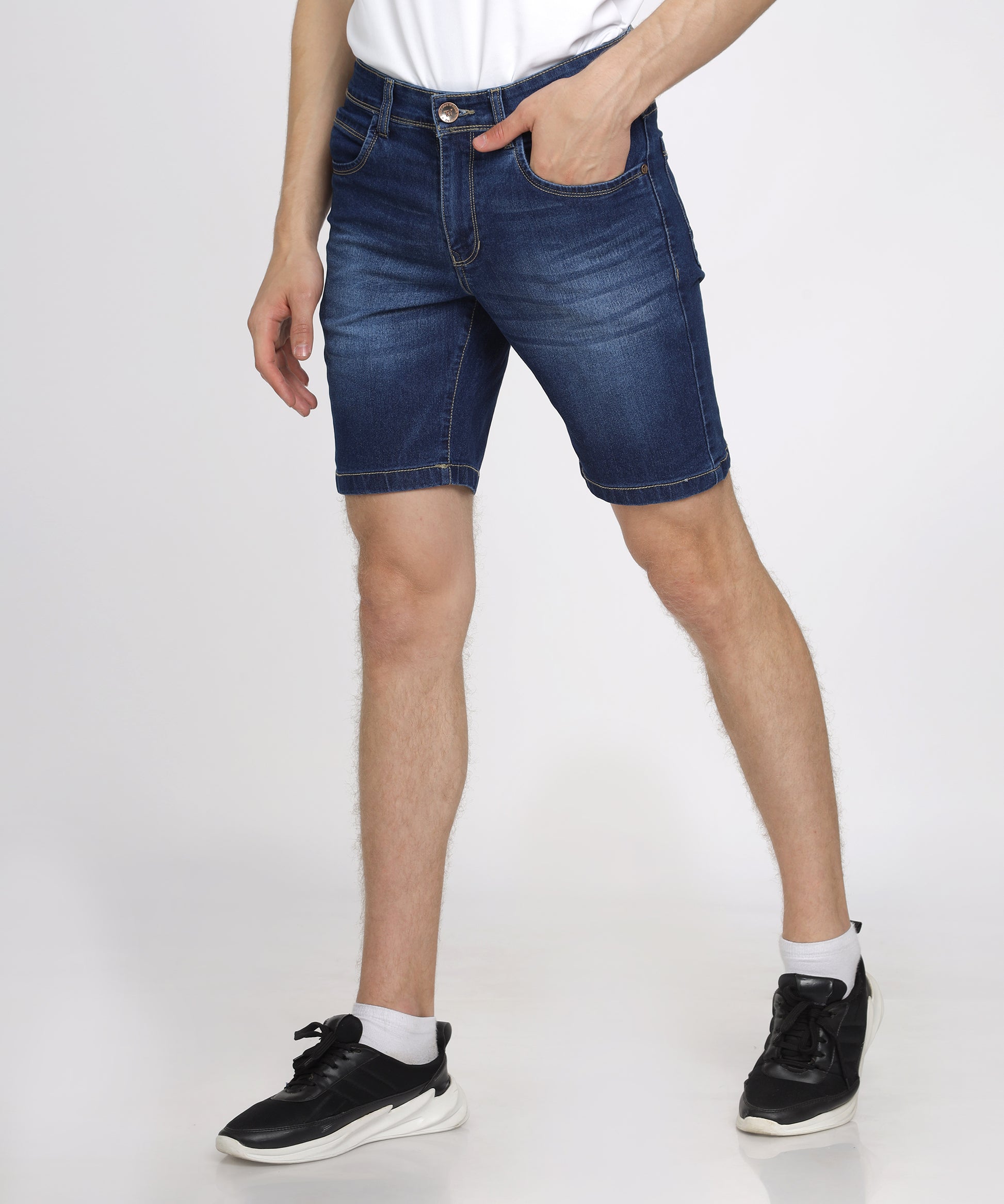 Functional pockets of TCI Men’s Denim Shorts for added convenience.