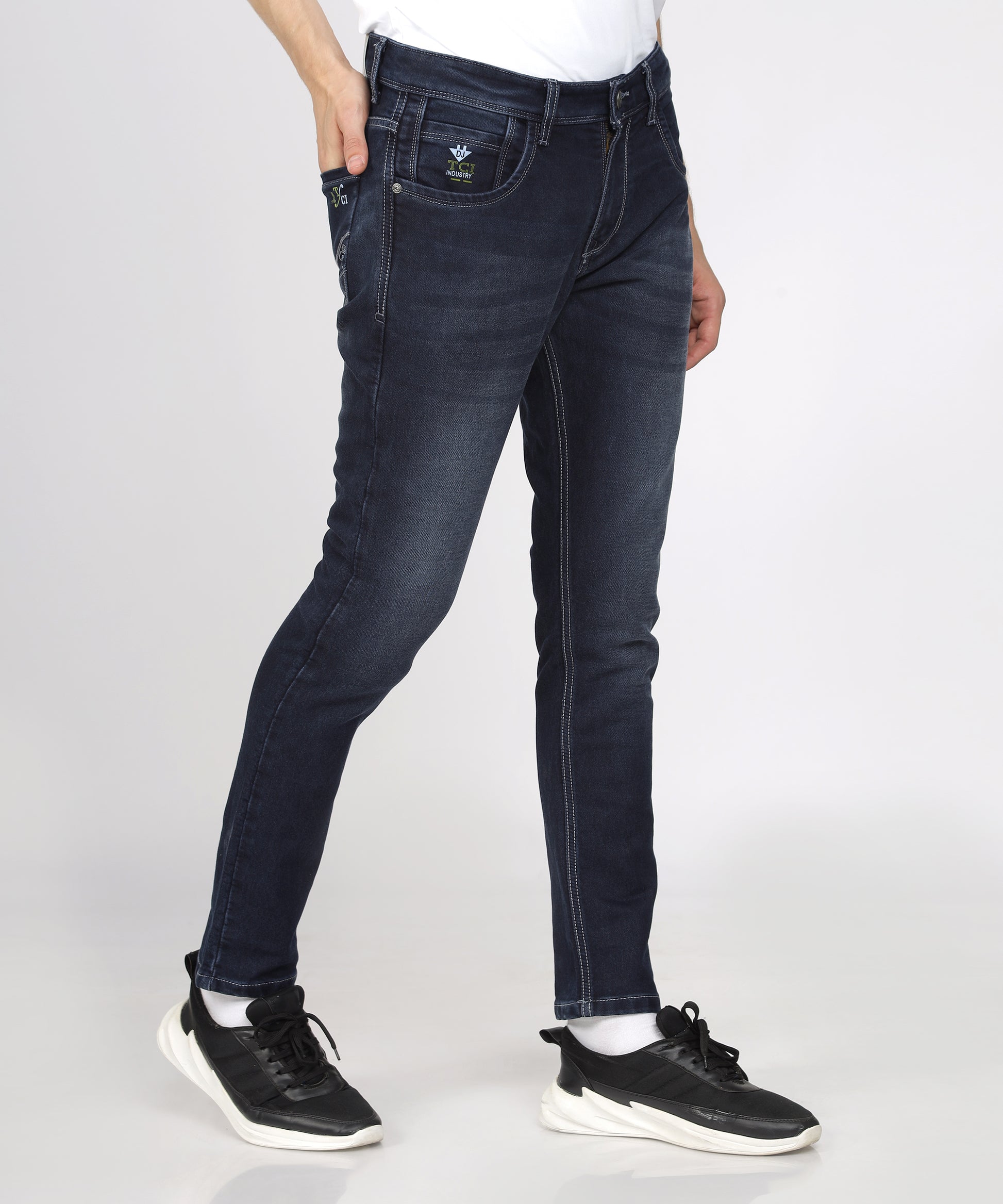 Side view True Colors of India®️ (TCI) Men's Slim Fit Stretchable whiskers jeans for men