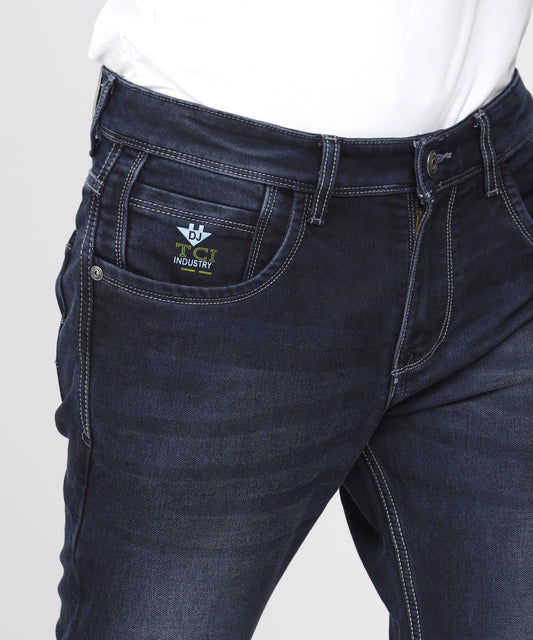 Close up view of fabric and whisker True Colors of India®️ (TCI) Men's Slim Fit Stretchable whiskers jeans for men