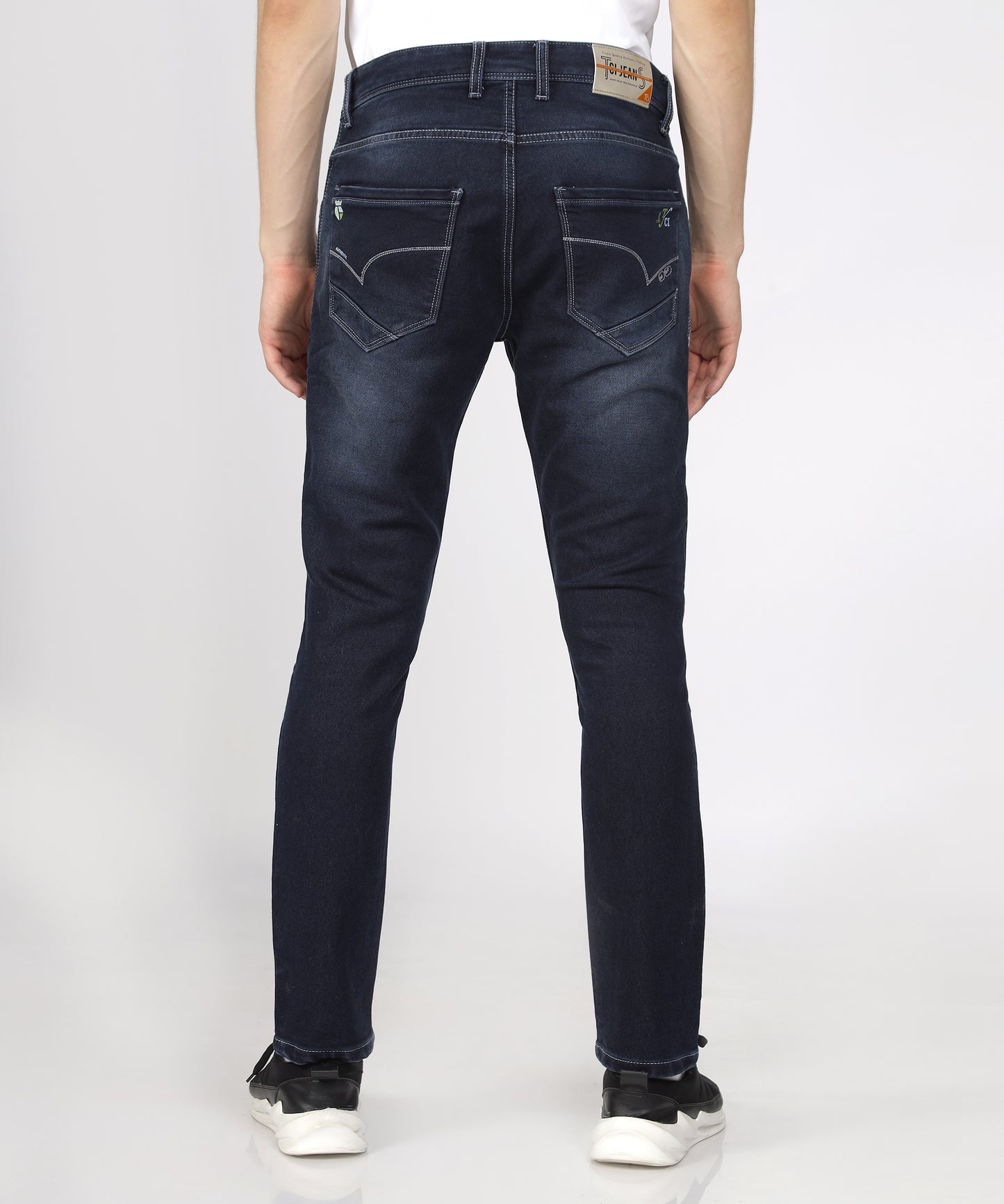 back view of True Colors of India®️ (TCI) Men's Slim Fit Stretchable whiskers jeans for men