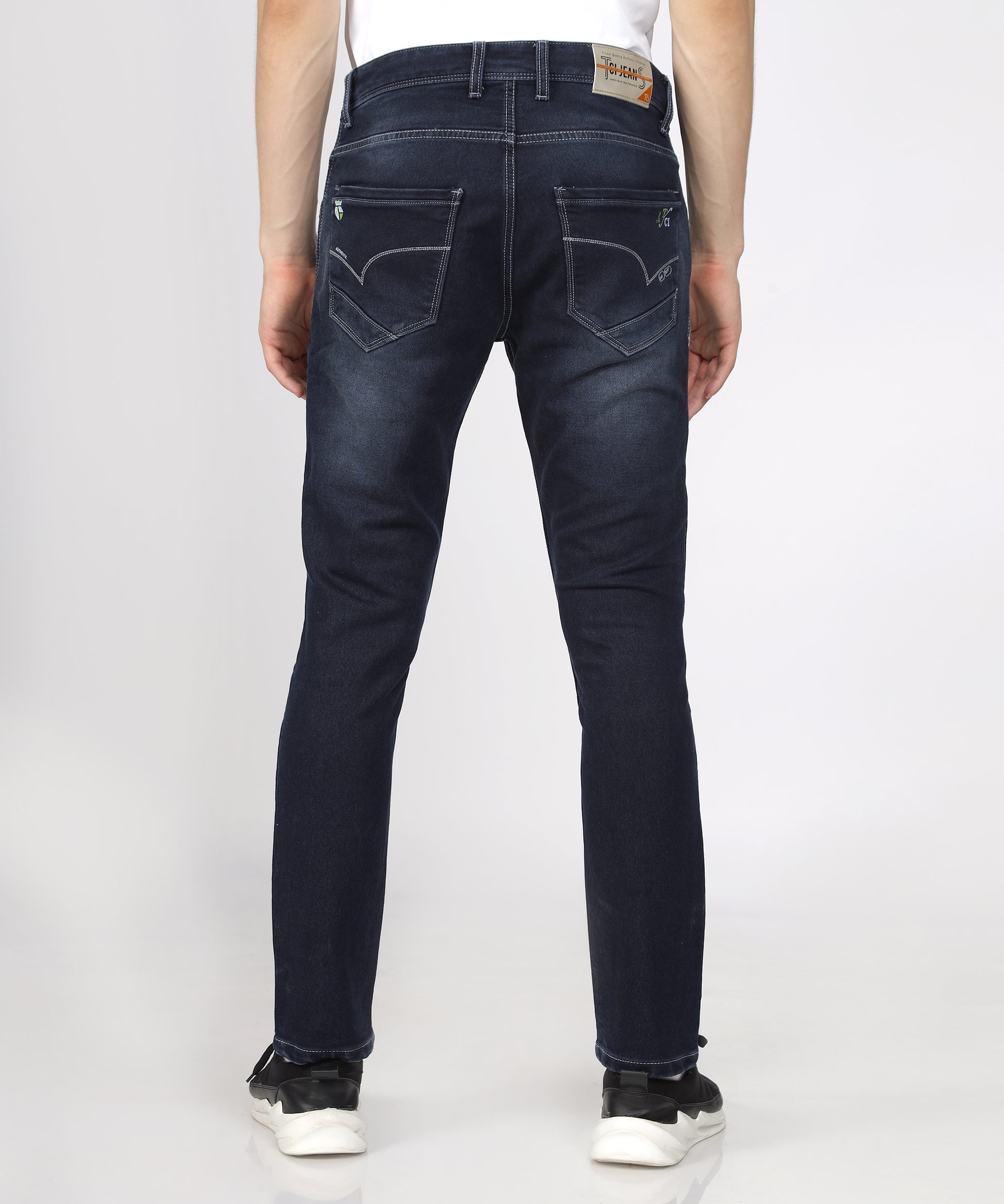 back view of True Colors of India®️ (TCI) Men's Slim Fit Stretchable whiskers jeans for men