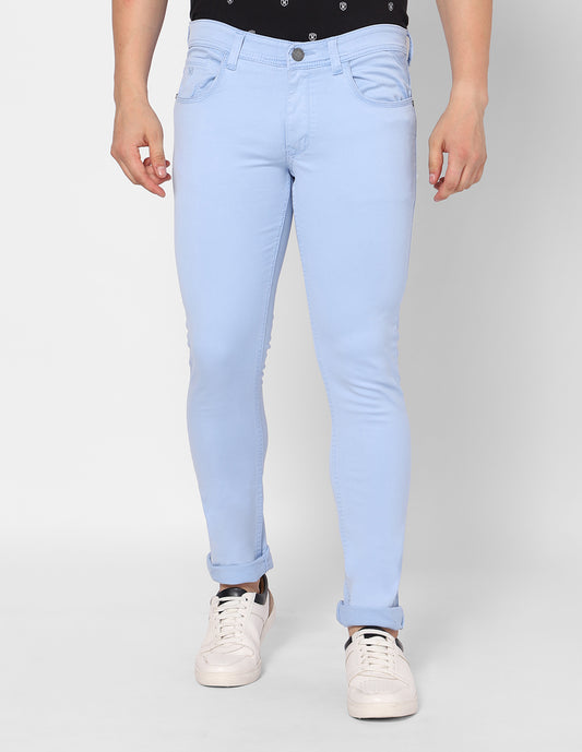 TCI Men’s Light Blue Denim Jeans – Front view showcasing the regular fit and mid-rise design.