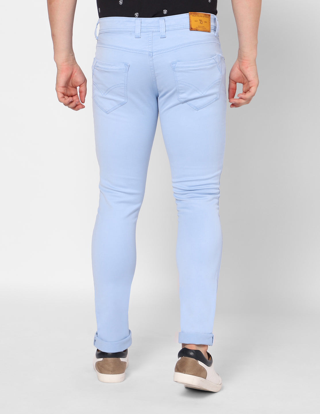 TCI Men’s Light Blue Denim Jeans – Back view highlighting the functional pockets and overall fit.