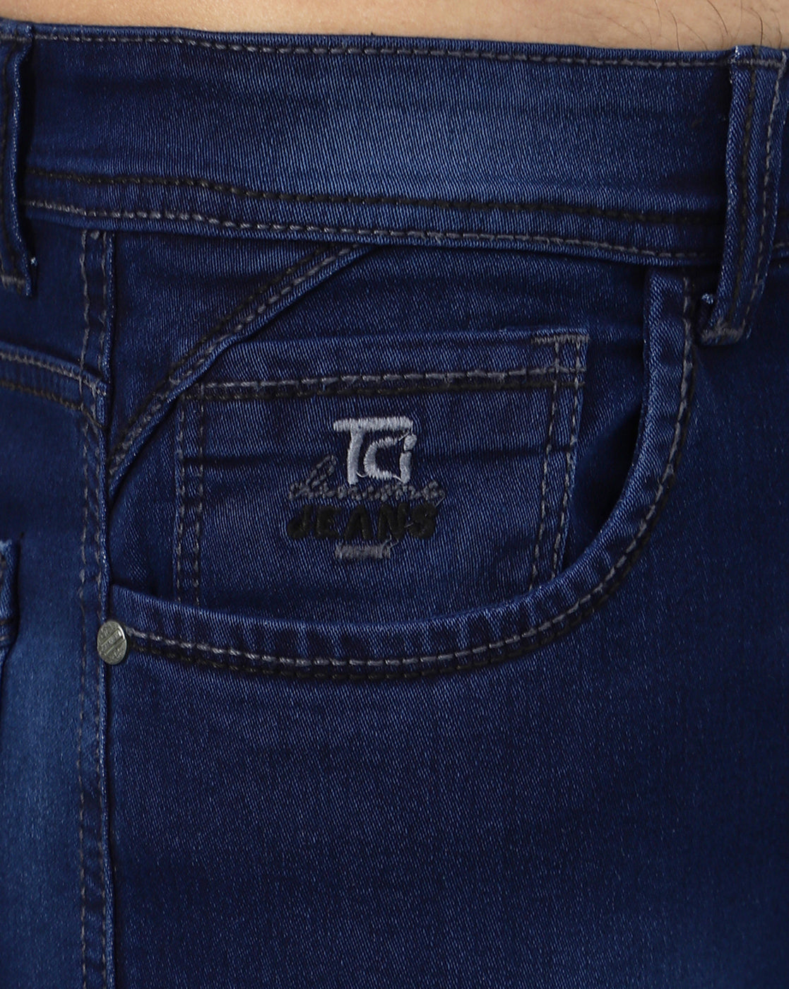 coin pocket and waist band view TCI (True Colors of India) Regular Men Dark Blue Jeans