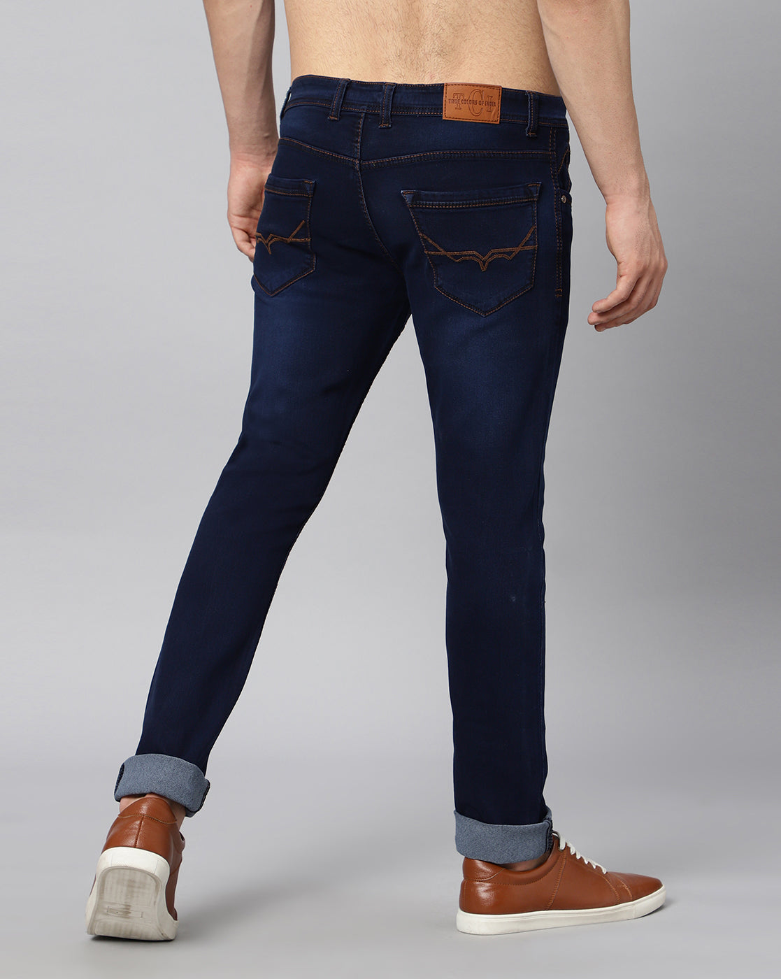 Back View of TCI (True Colors of India) Regular Men Dark Blue Jeans