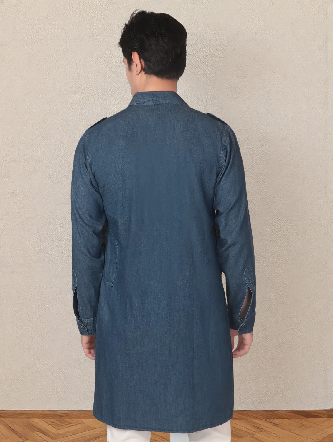 True Colors of India®️ (TCI) Men Solid Cotton Blend Straight Kurta