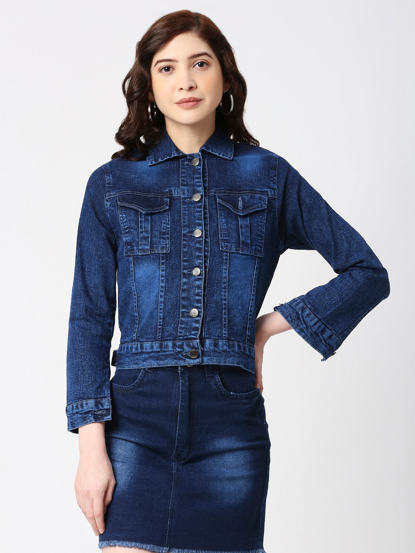 Cefalu®️ Women Denim Cotton Blue Jacket