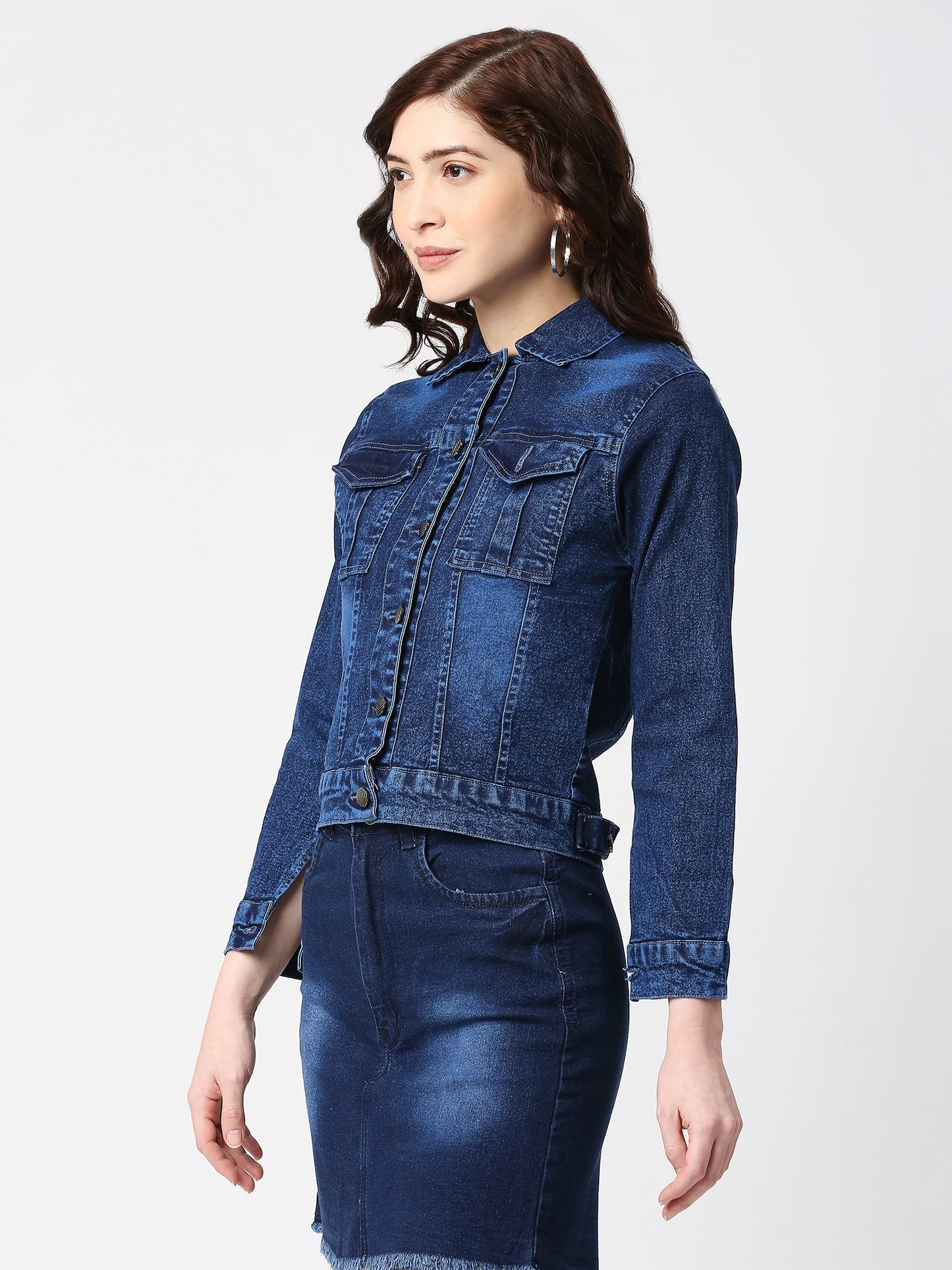 Cefalu®️ Women Denim Cotton Blue Jacket