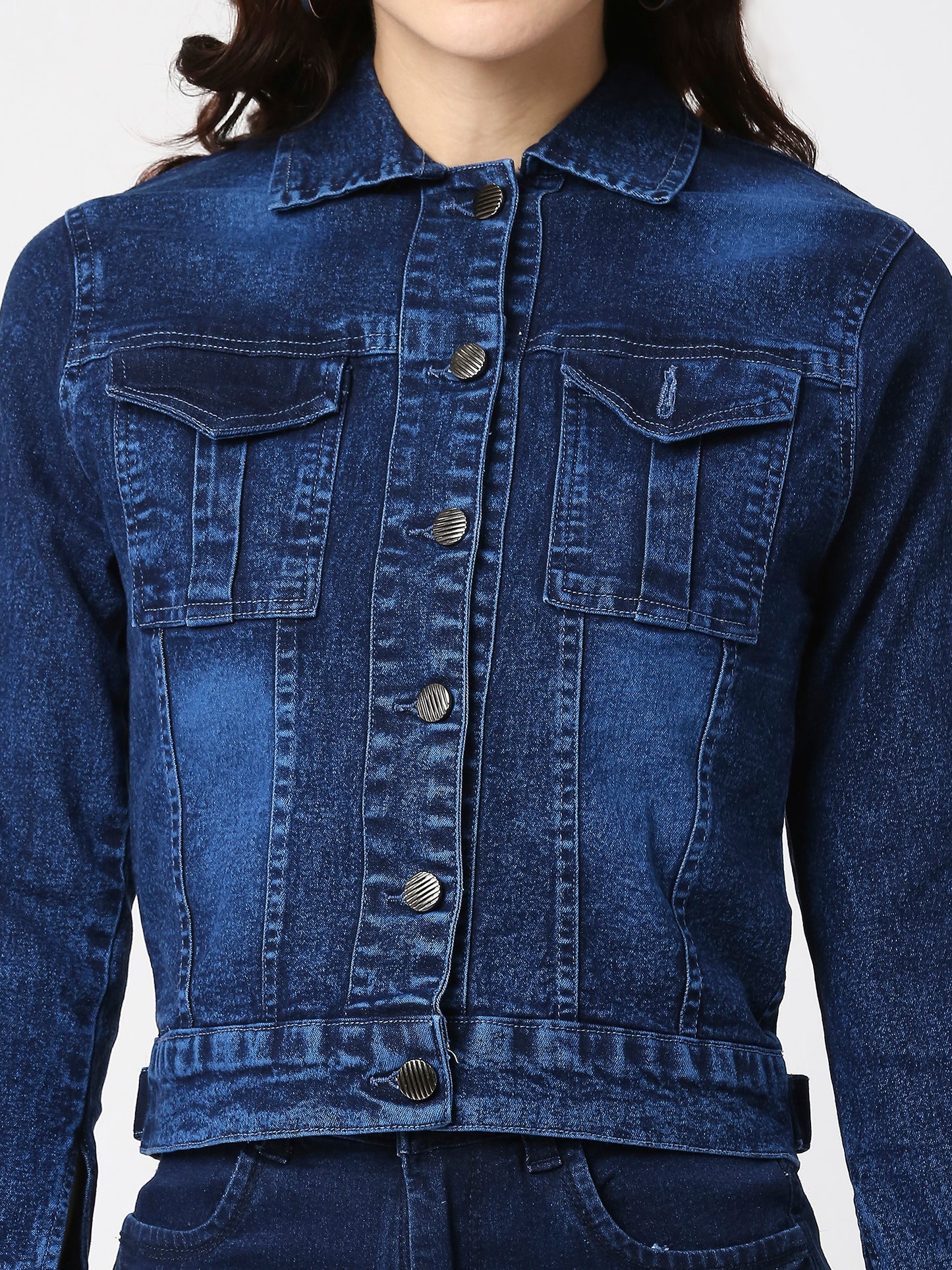 Cefalu®️ Women Denim Cotton Blue Jacket