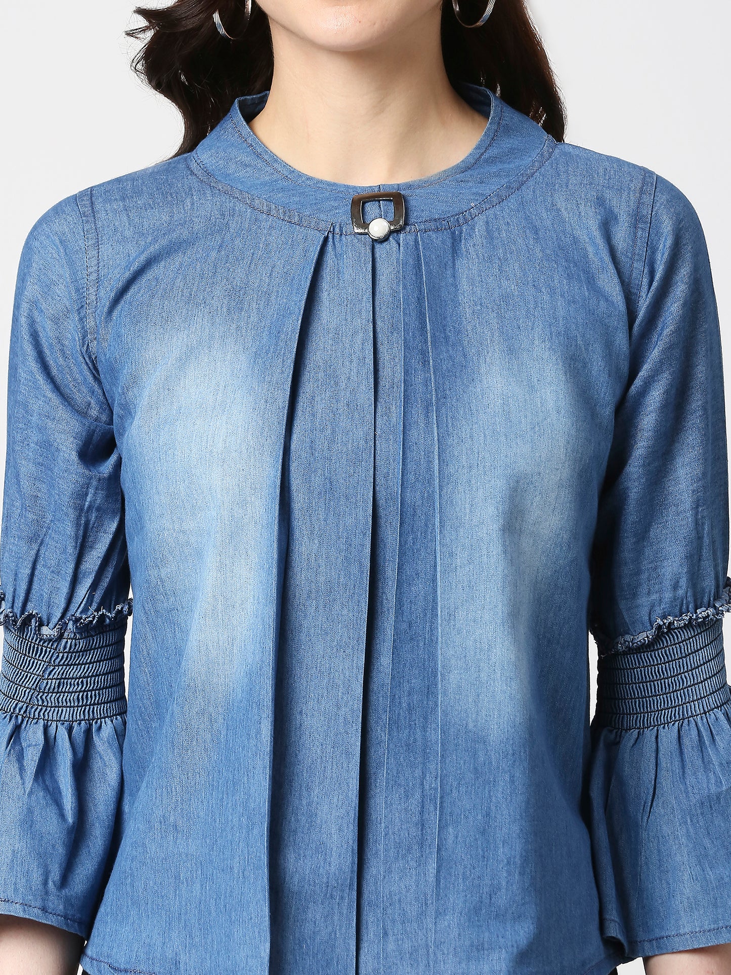 Cefalu®️ Women Denim Cotton Bell sleeve Top