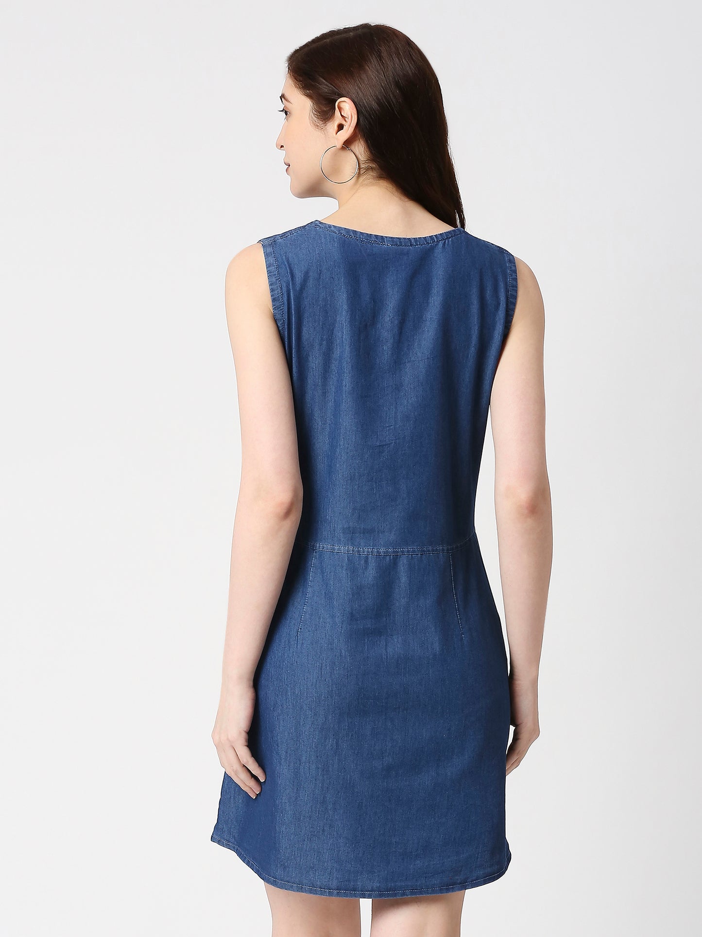 Cefalu®️ Women Denim Blue Pinafore Dress