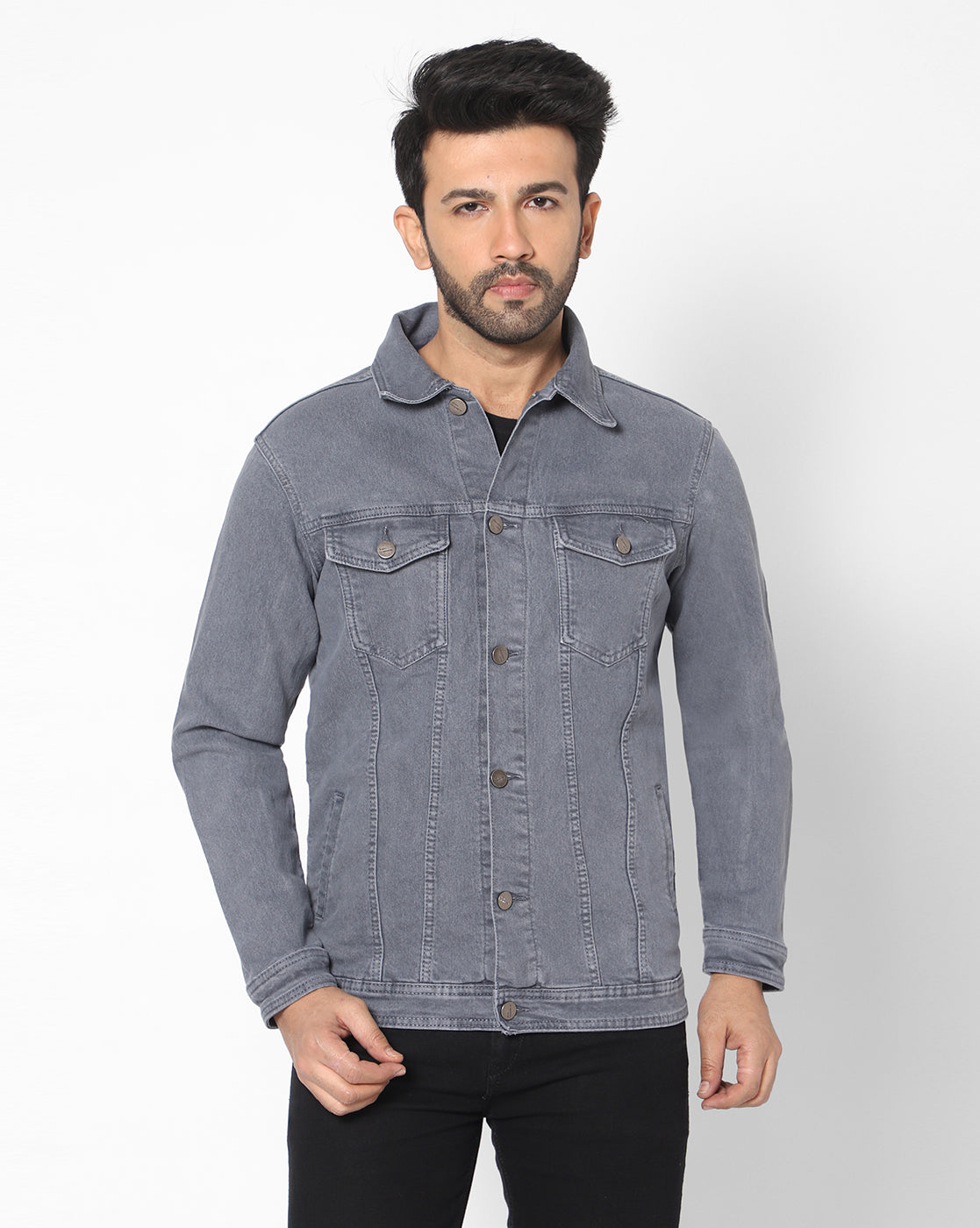 True Colors of India®️ (TCI) Men Light Gray Cotton Jacket