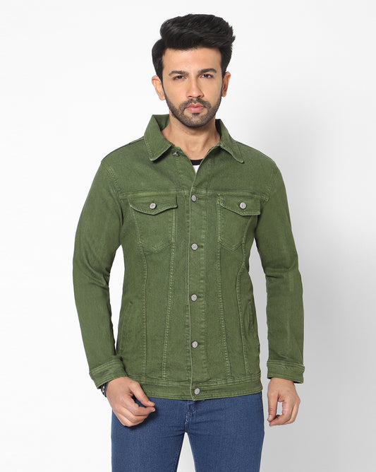 True Colors of India®️ (TCI) Men Olive Green Cotton Jacket