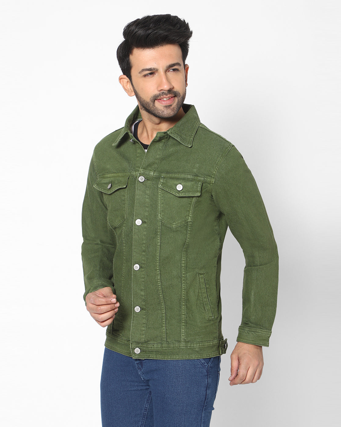 True Colors of India®️ (TCI) Men Olive Green Cotton Jacket