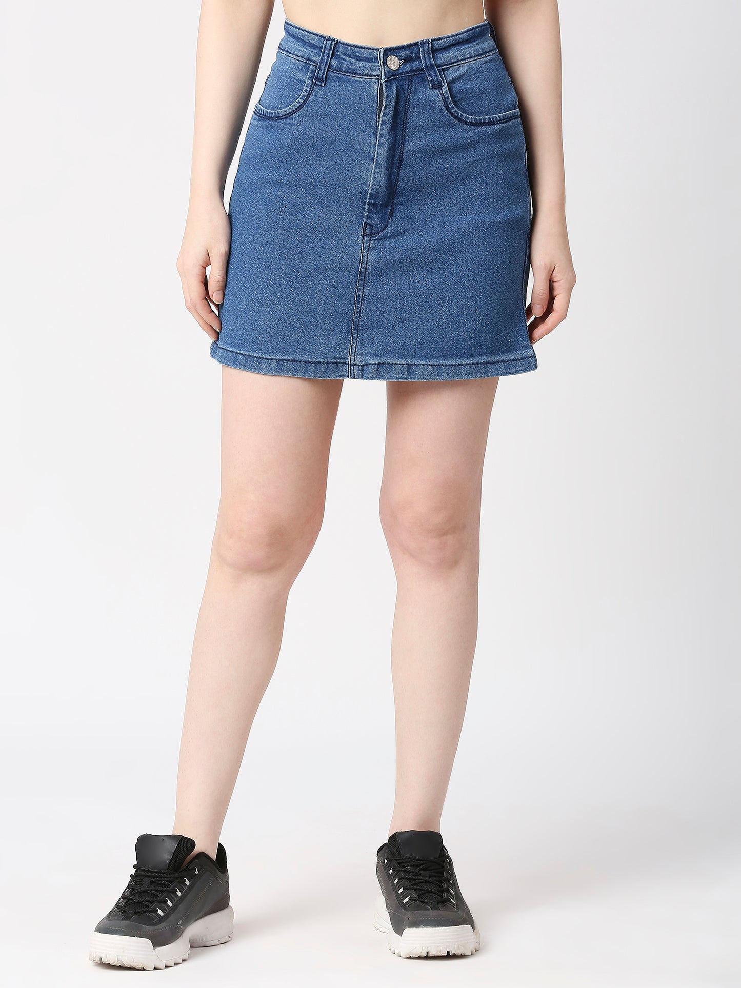 Cefalu®️ Women Light Blue Denim Cotton Skirt