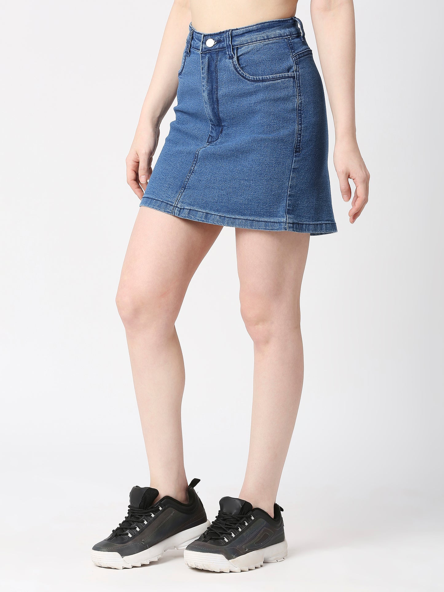 Cefalu®️ Women Light Blue Denim Cotton Skirt