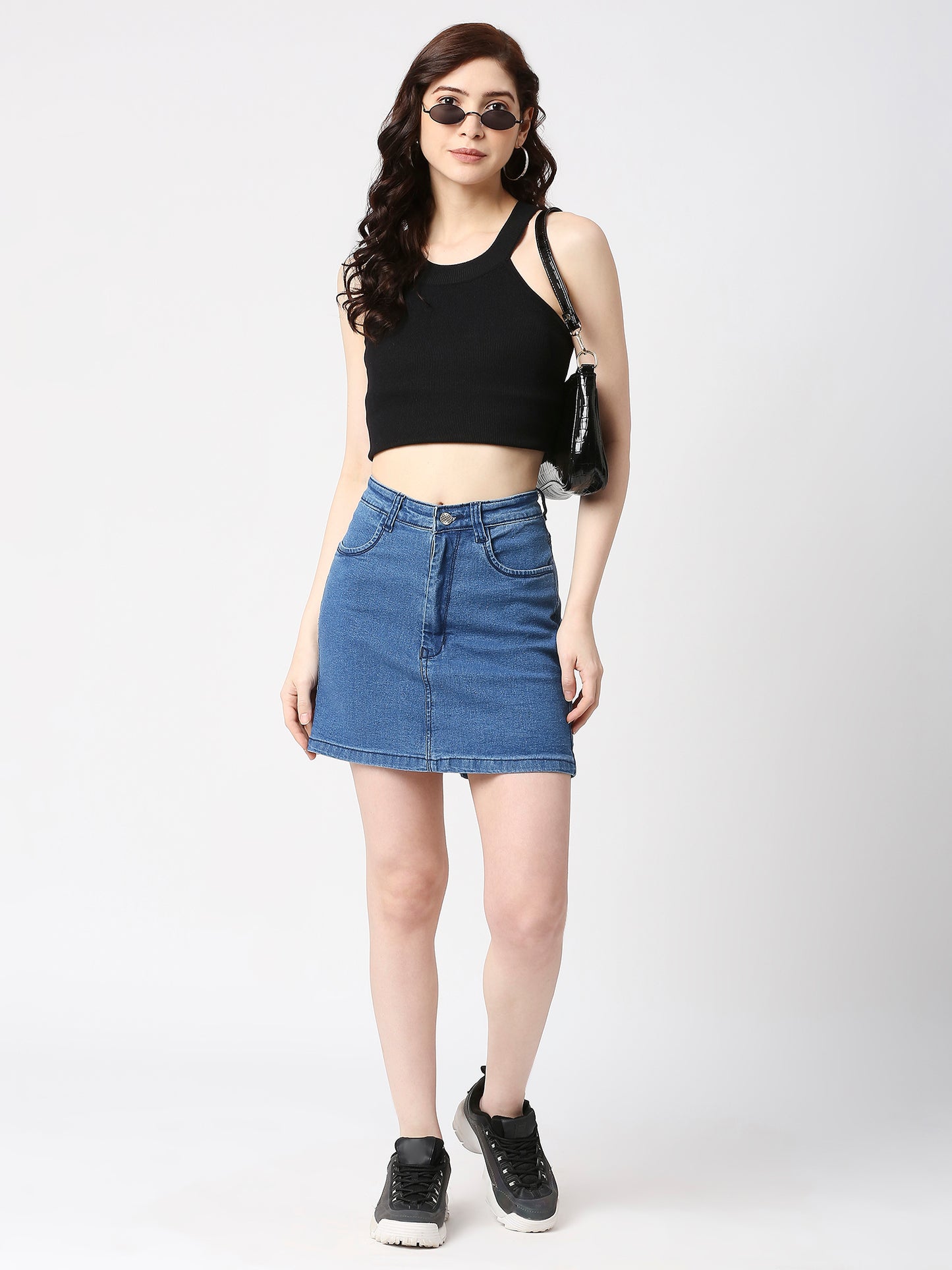 Cefalu®️ Women Light Blue Denim Cotton Skirt