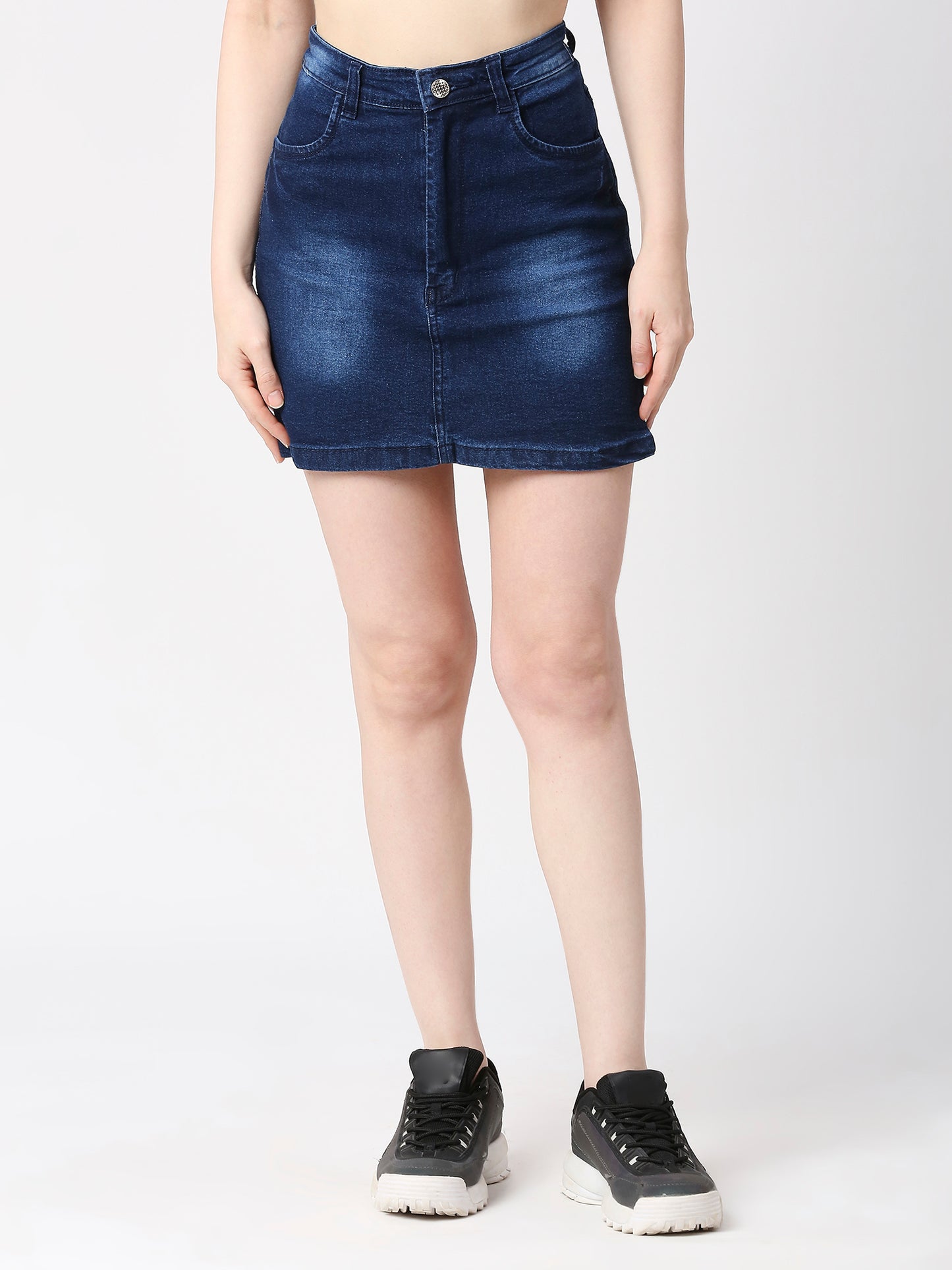 Cefalu®️ Women Dark Blue Denim Cotton  Skirt