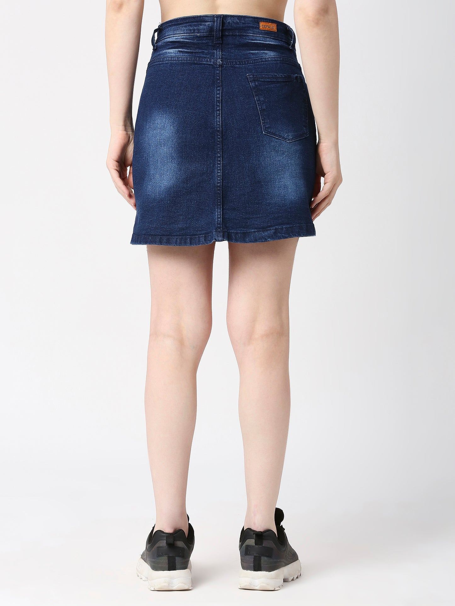 Cefalu®️ Women Dark Blue Denim Cotton  Skirt