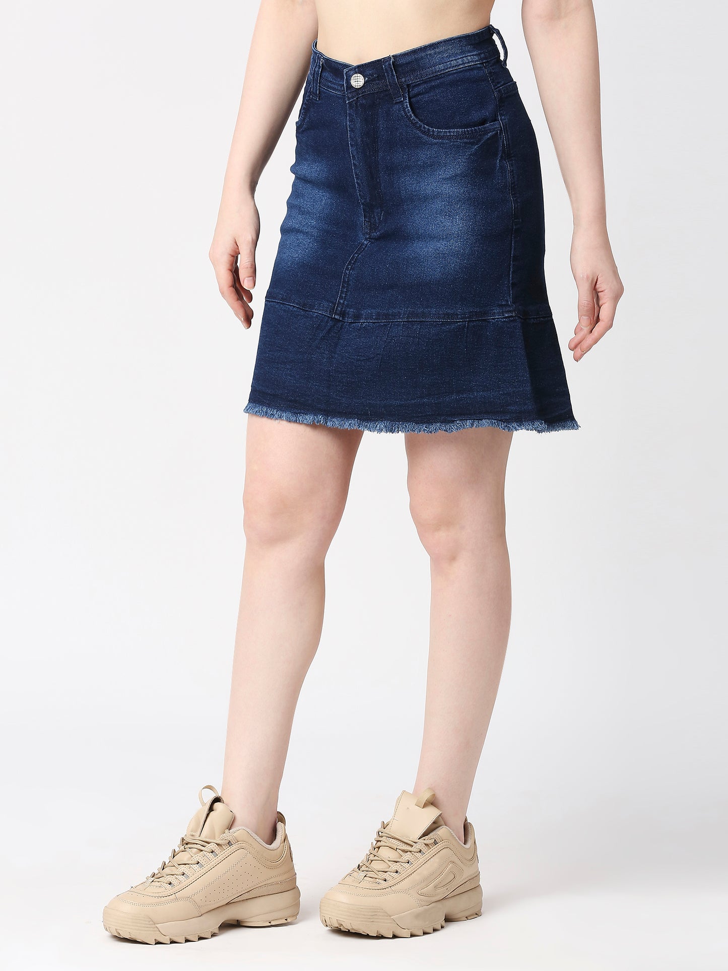 Cefalu®️ Women Dark Blue Denim Cotton Skirt