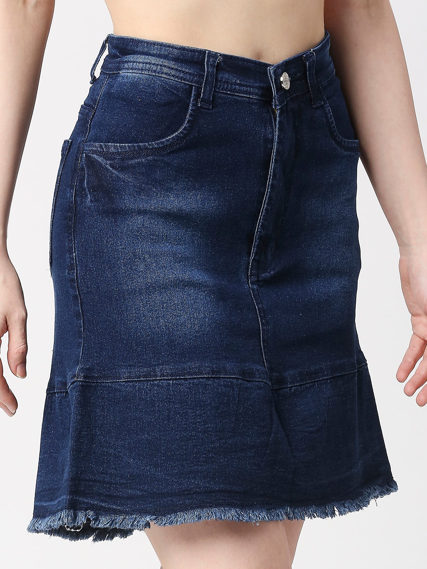 Cefalu®️ Women Dark Blue Denim Cotton Skirt