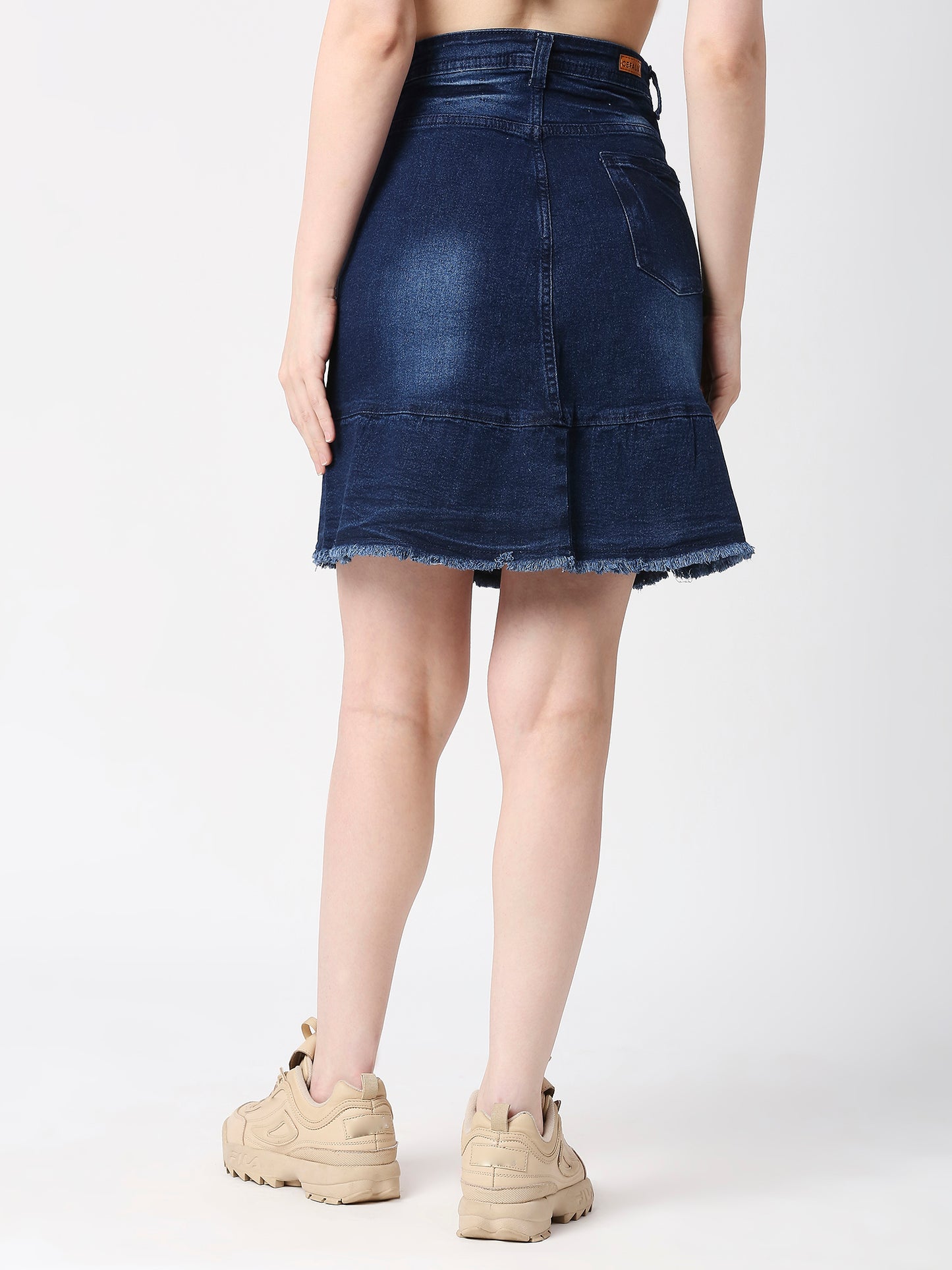 Cefalu®️ Women Dark Blue Denim Cotton Skirt