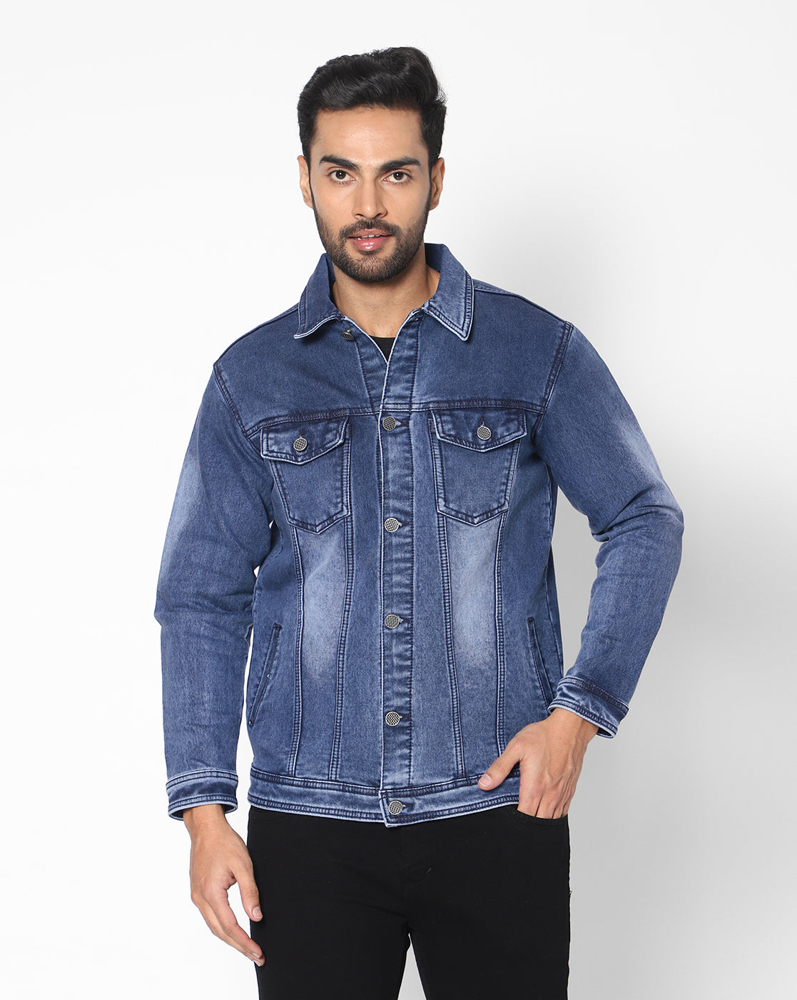 True Colors of India®️ (TCI) Men Mid blue cotton jacket