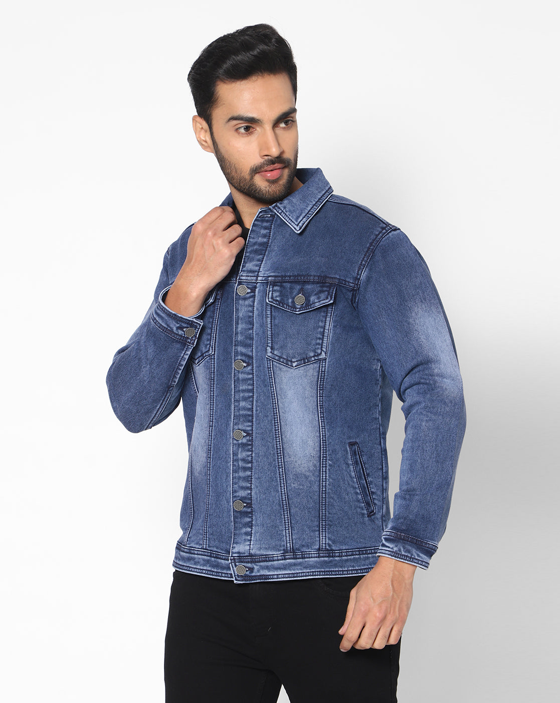 True Colors of India®️ (TCI) Men Mid blue cotton jacket