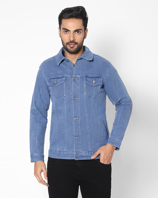 True Colors of India®️ (TCI) Men Light blue cotton Denim Jacket