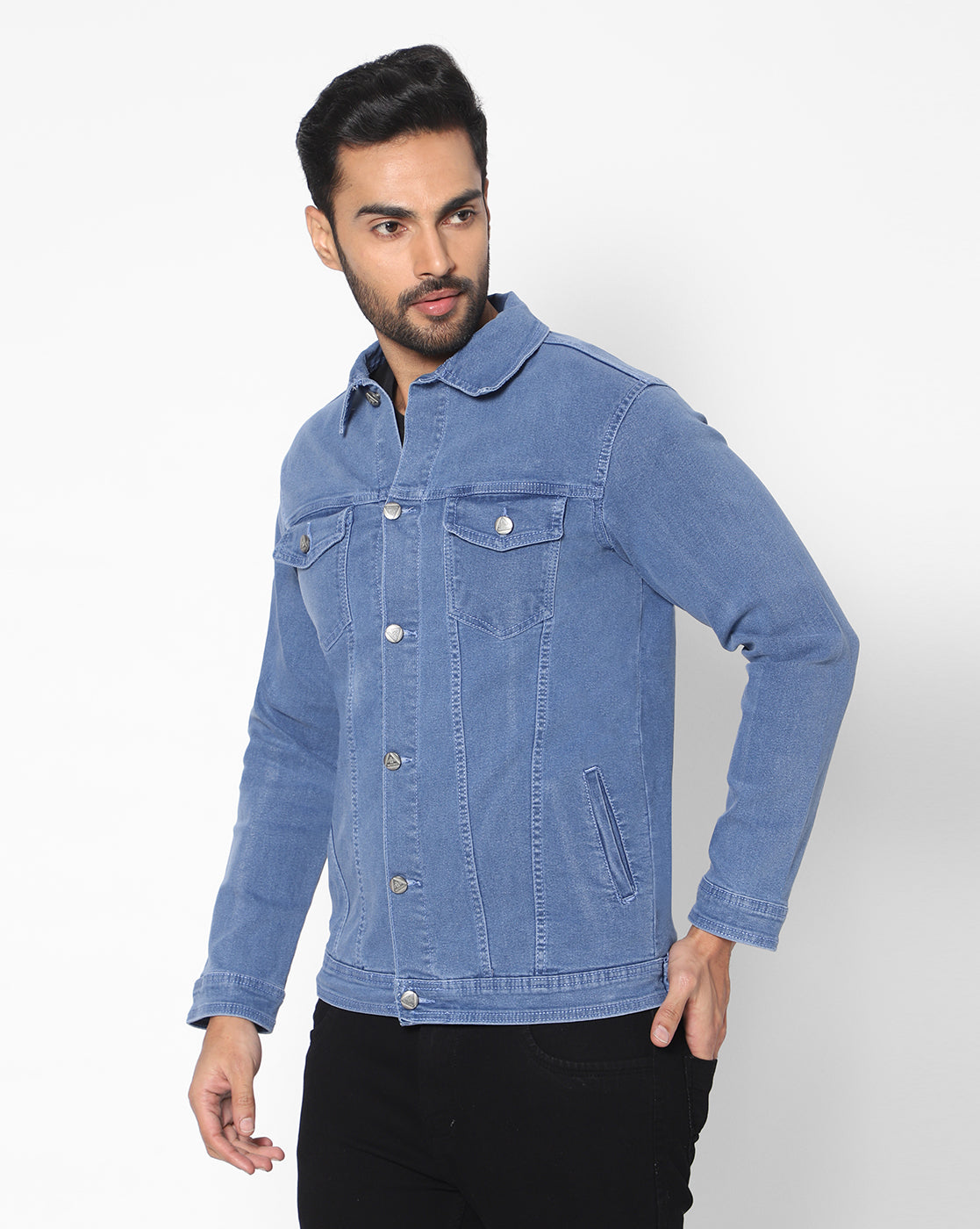 True Colors of India®️ (TCI) Men Light blue cotton Denim Jacket