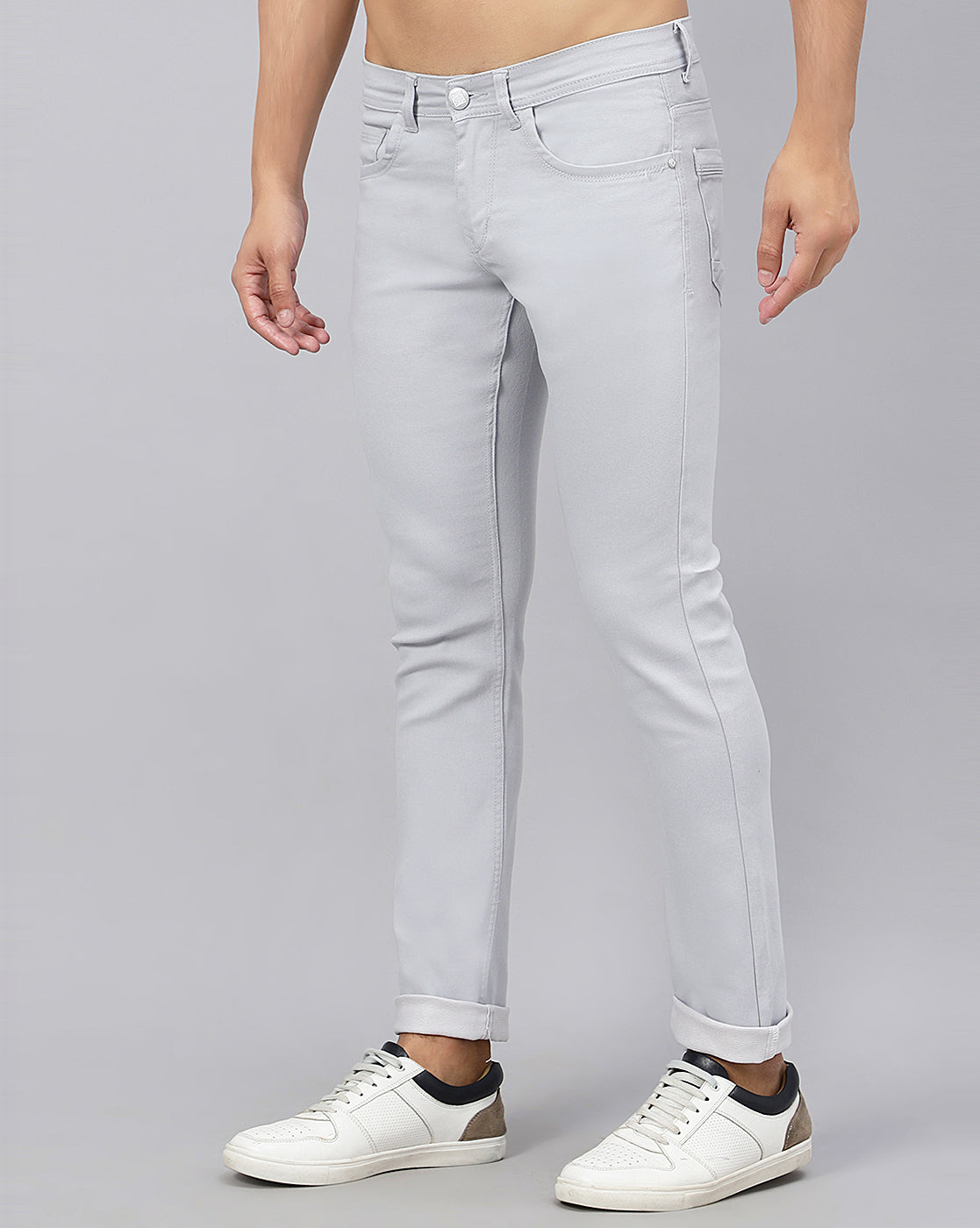 True Colors of India®️ (TCI) Men Light Grey Slim Fit Jeans