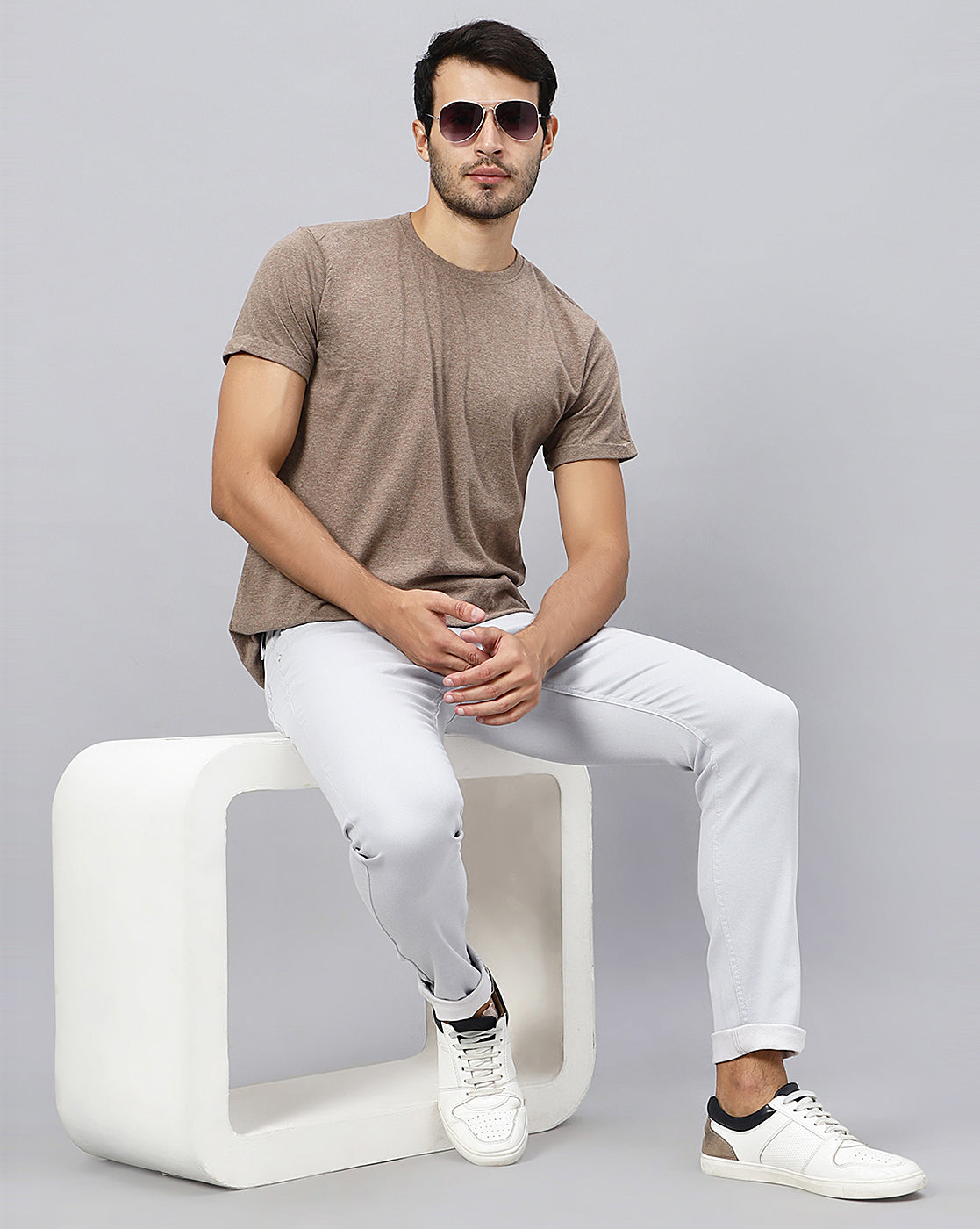 True Colors of India®️ (TCI) Men Light Grey Slim Fit Jeans