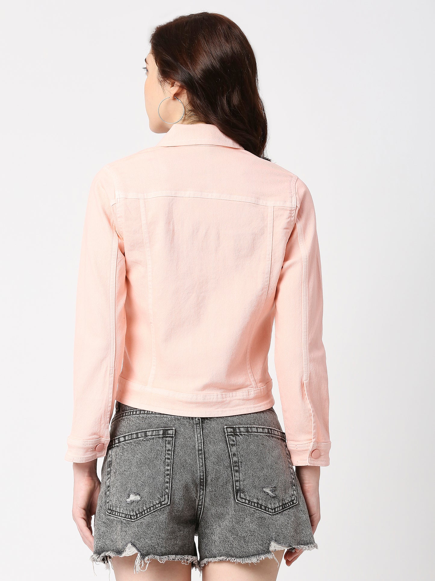 Cefalu®️ Women Denim Cotton Pink Jacket