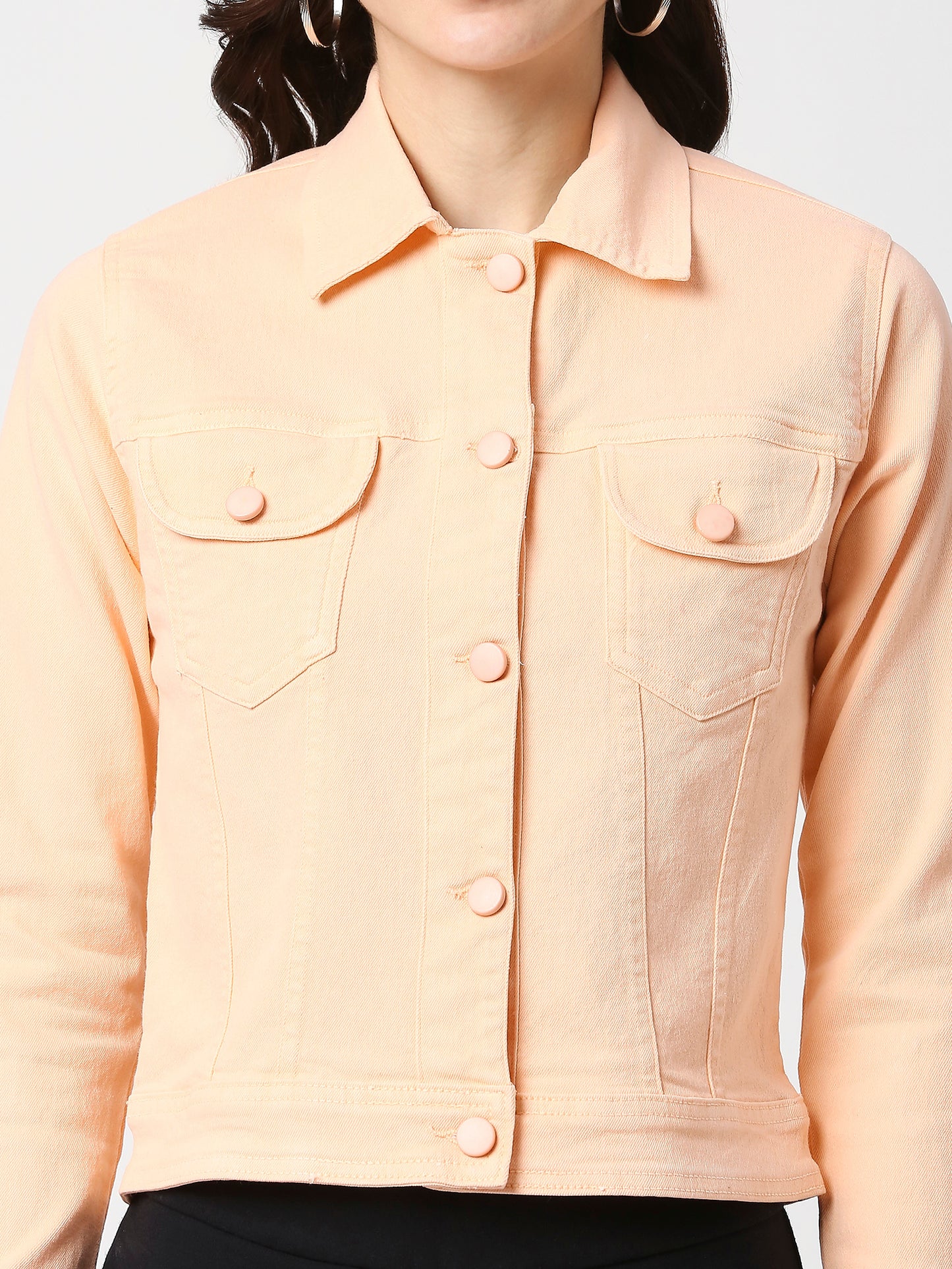 Cefalu®️ Women Denim Cotton Peach Jacket