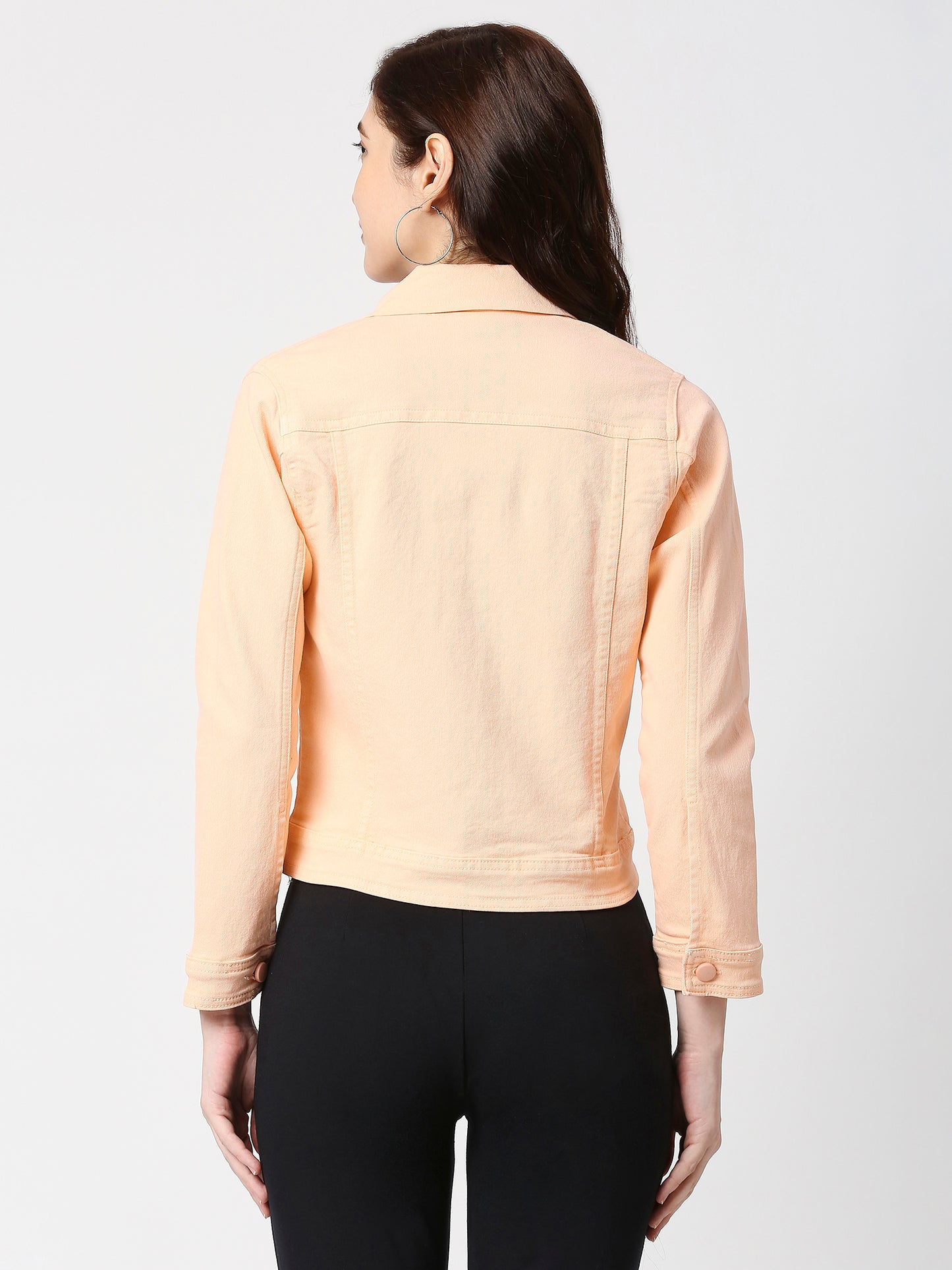 Cefalu®️ Women Denim Cotton Peach Jacket