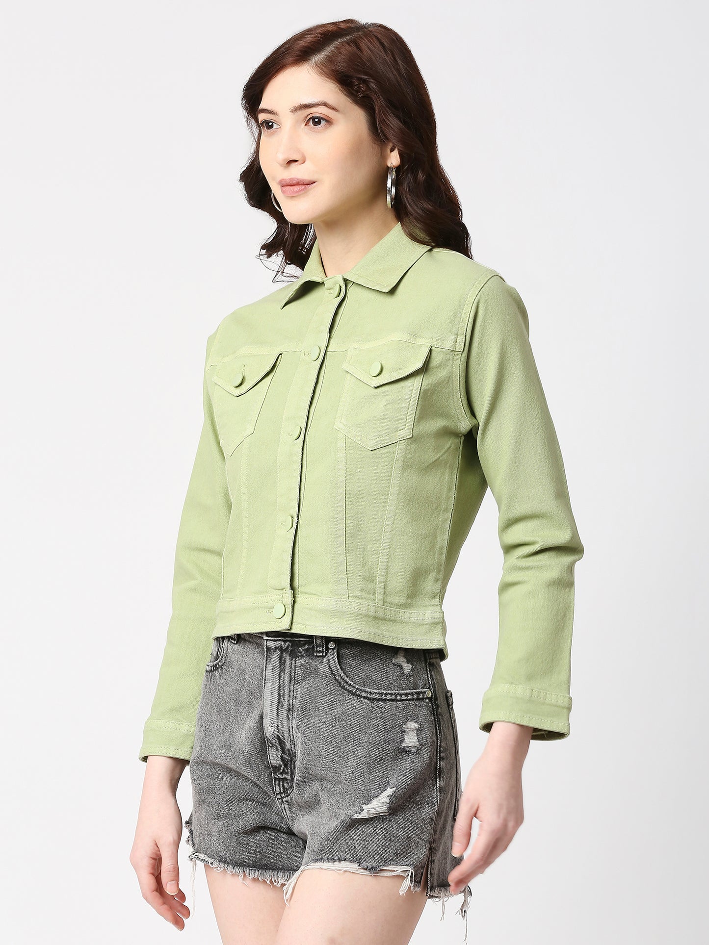 Cefalu®️ Women Denim Cotton Pista Jacket