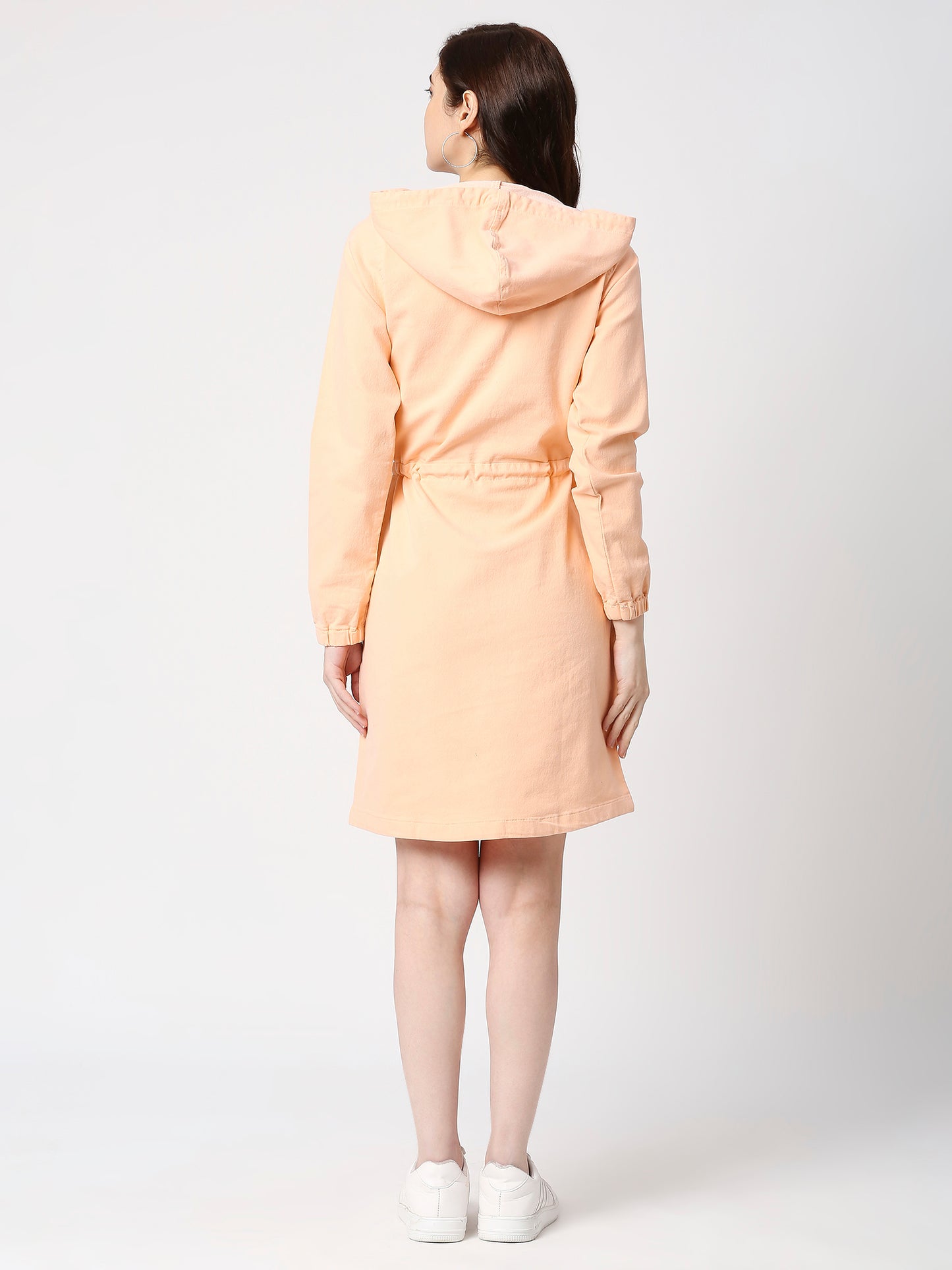 Cefalu®️ Women Denim Peach Hoodie Dress