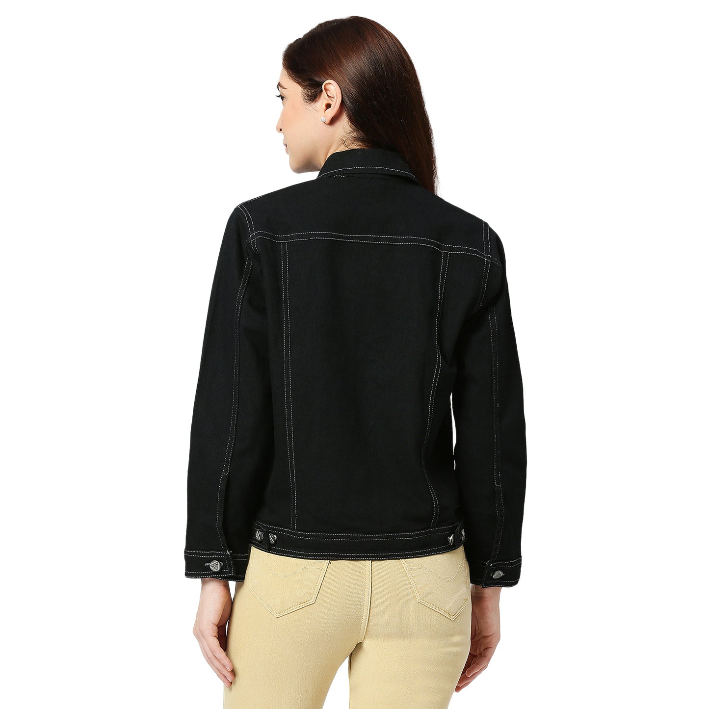 Cefalu®️ Women Denim Cotton Black Jacket