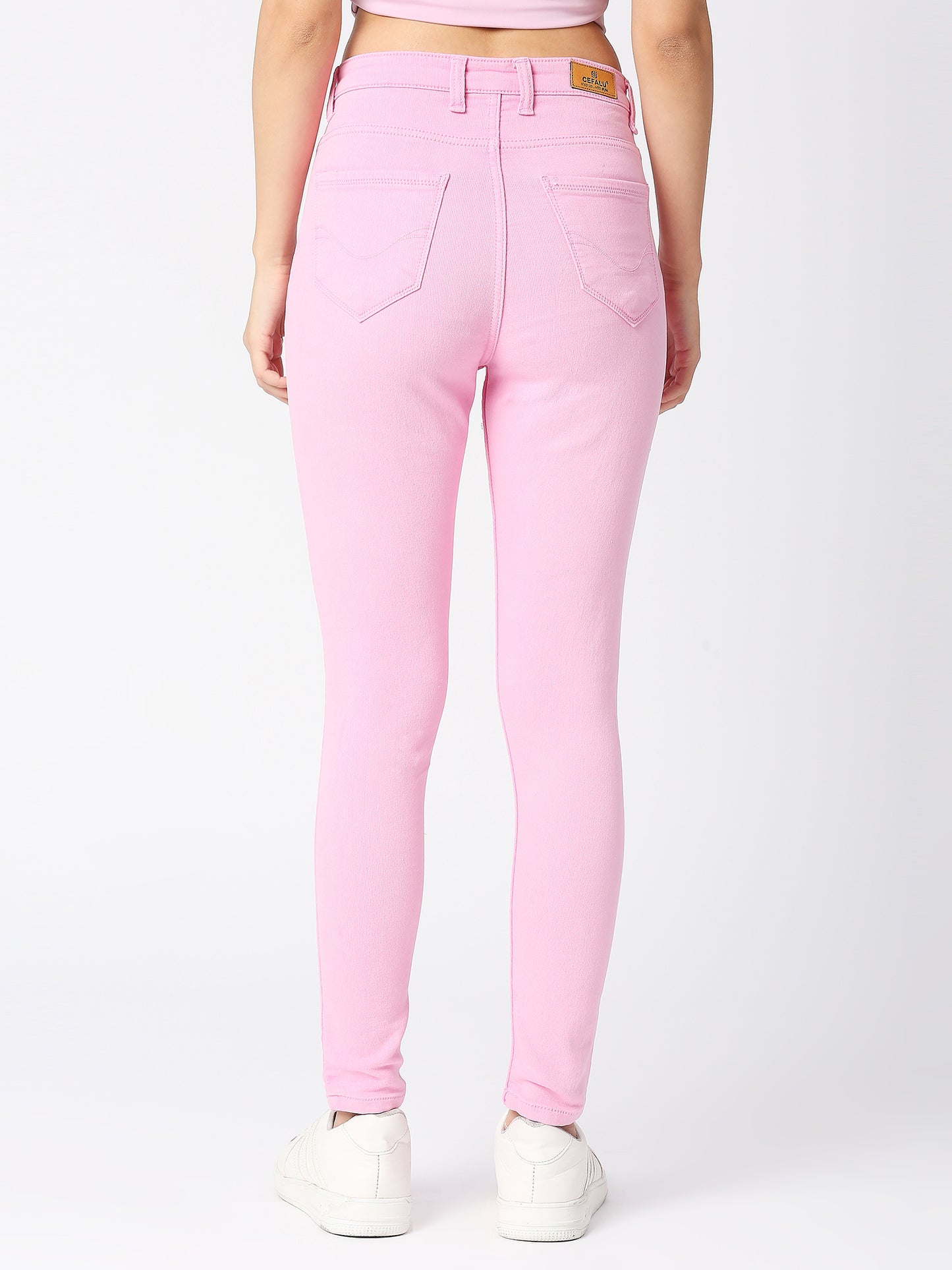 Cefalu®️ Women Denim Pink Ankle Length Jeans