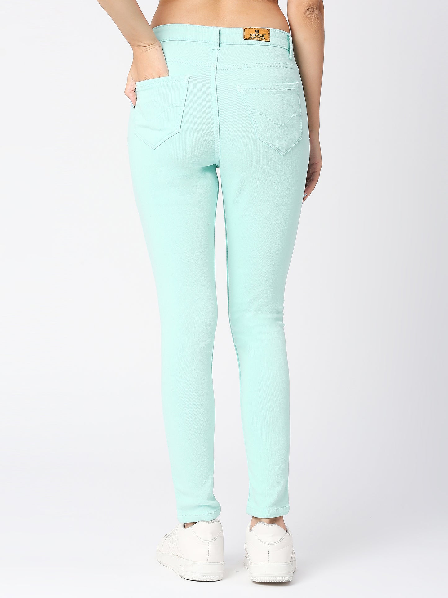 Cefalu®️ Women Denim Light Aqua Ankle Length Jeans