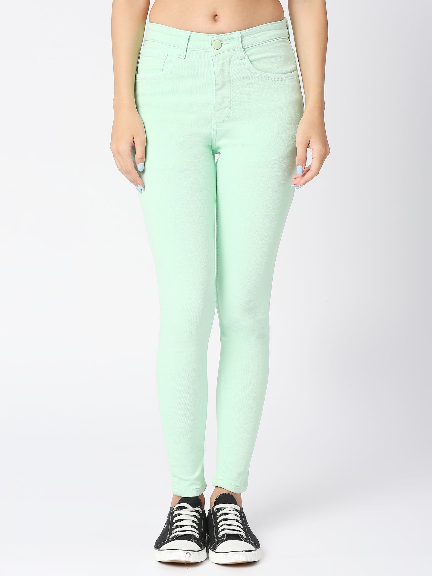 Cefalu®️ Women Denim Mint Green Ankle Length Jeans