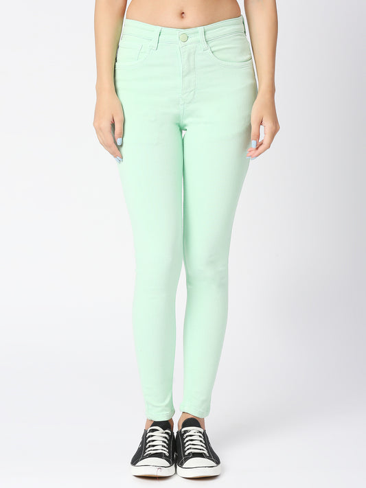 Cefalu®️ Women Denim Mint Green Ankle Length Jeans