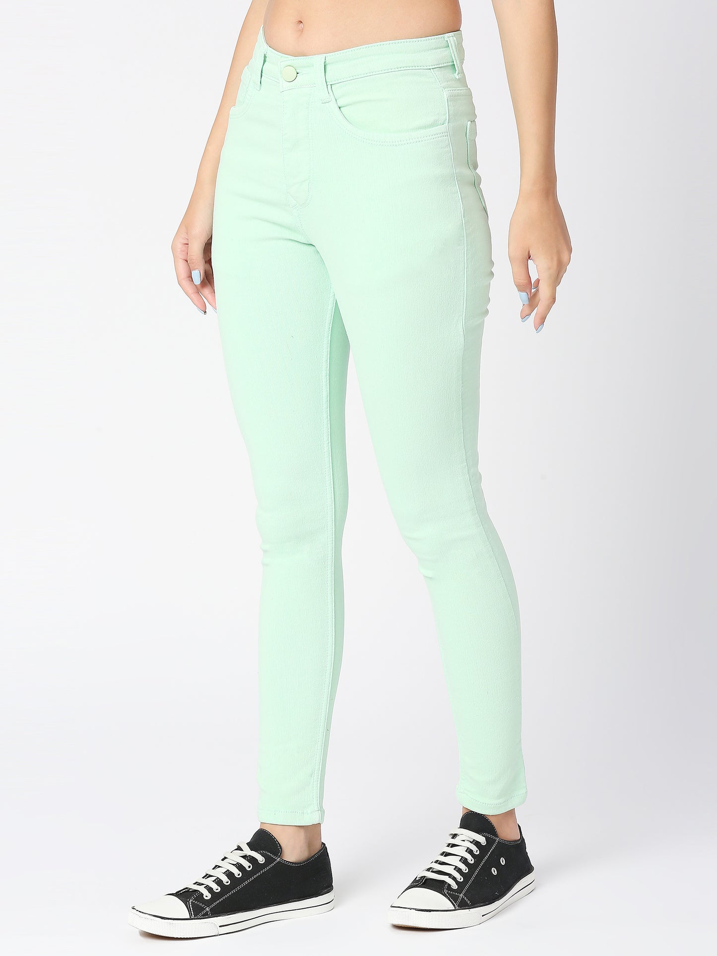 Cefalu®️ Women Denim Mint Green Ankle Length Jeans