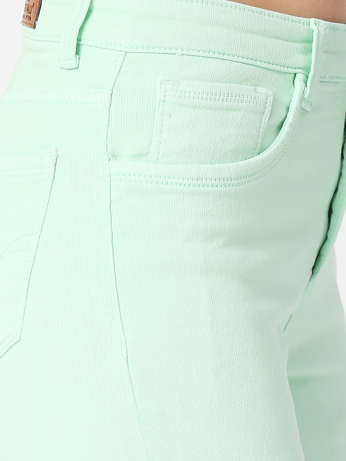 Cefalu®️ Women Denim Mint Green Ankle Length Jeans