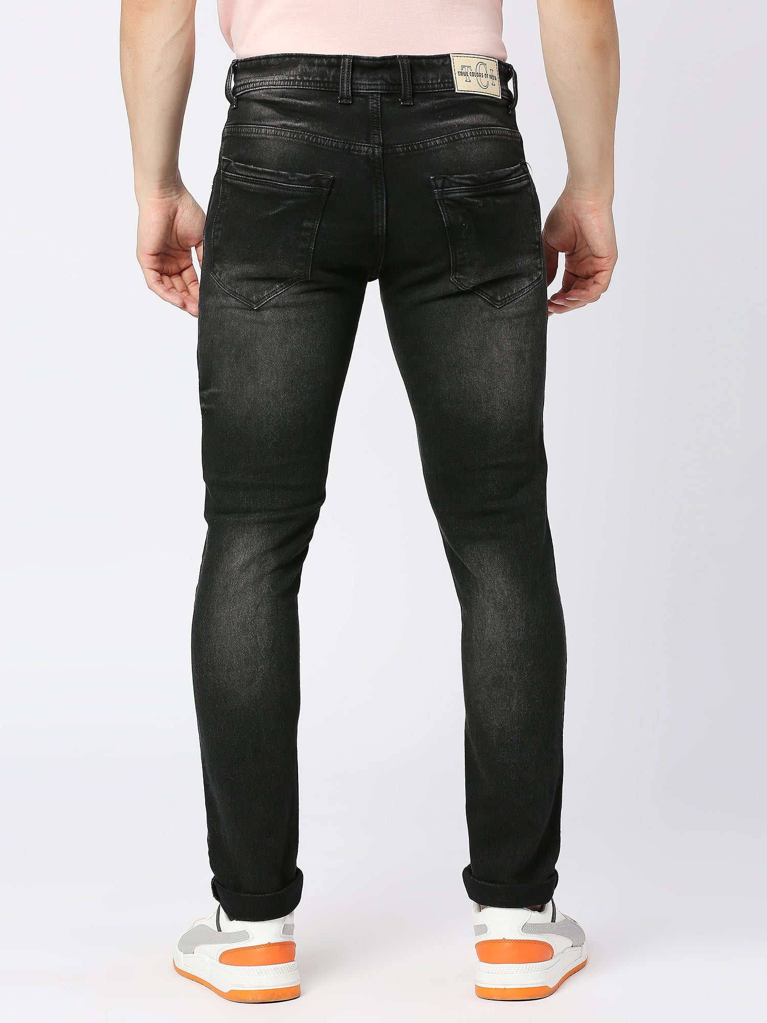 TCI Mid Rise Slim Fit Full Length Black Jeans