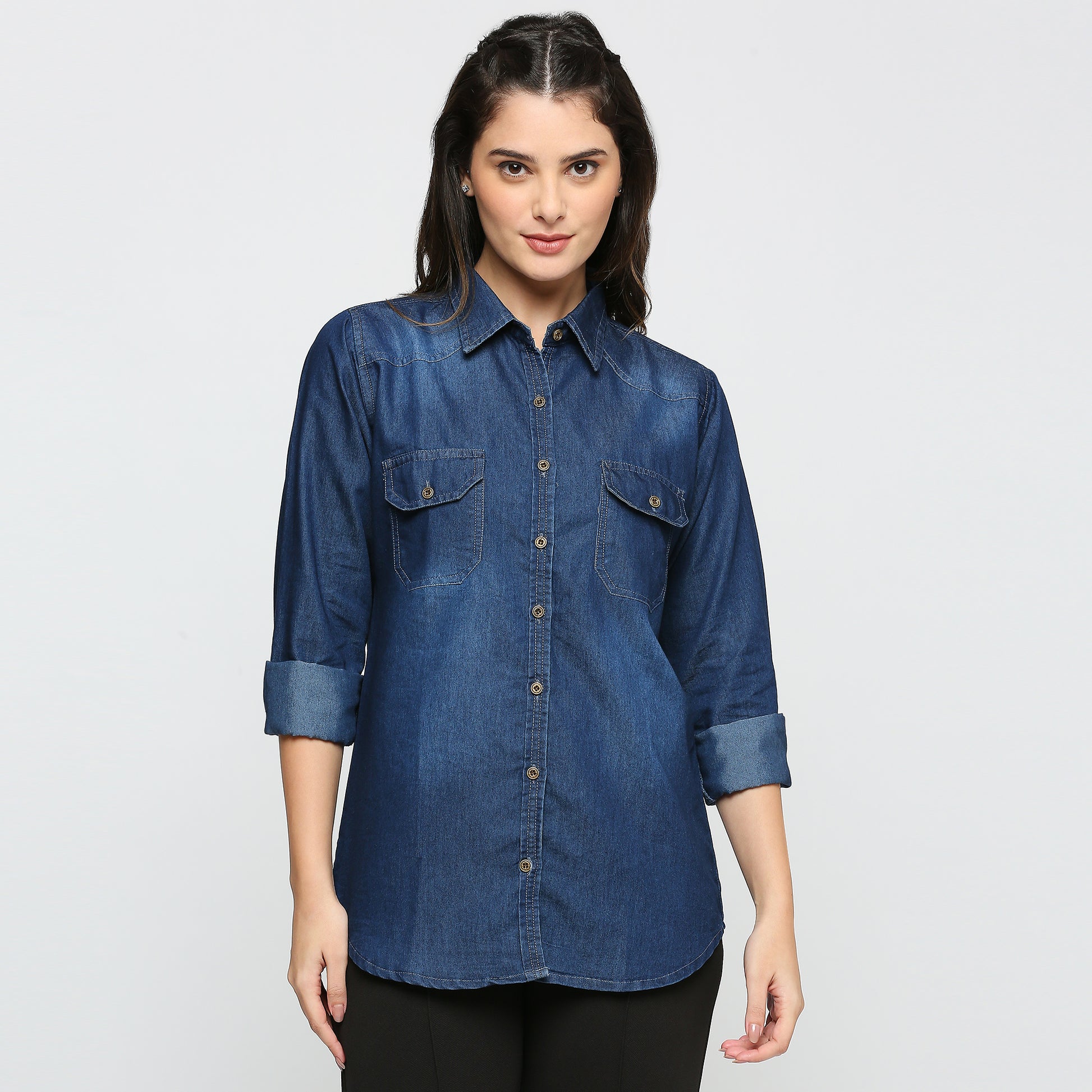 Cefaluยฎ๏ธ Dark Blue Denim shirt for women โ